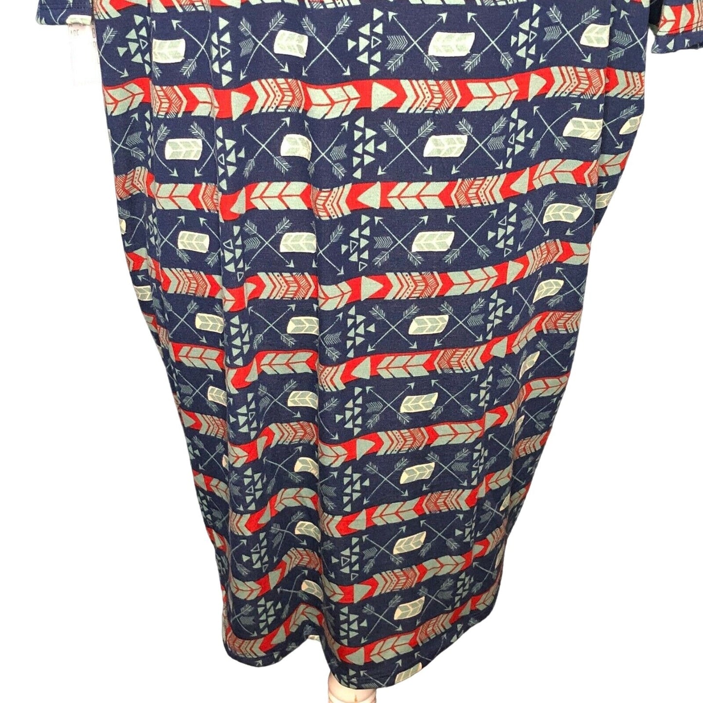 LuLaRoe RETIRED Irma Women's Size Large Blue Teal Red mid-length sleeves NWT