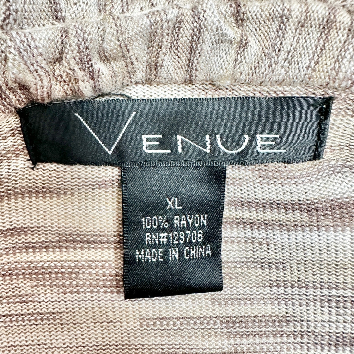 Venue Open Front Sweater Womens XL Brown Tan Long Sleeve Cinch Sides EUC