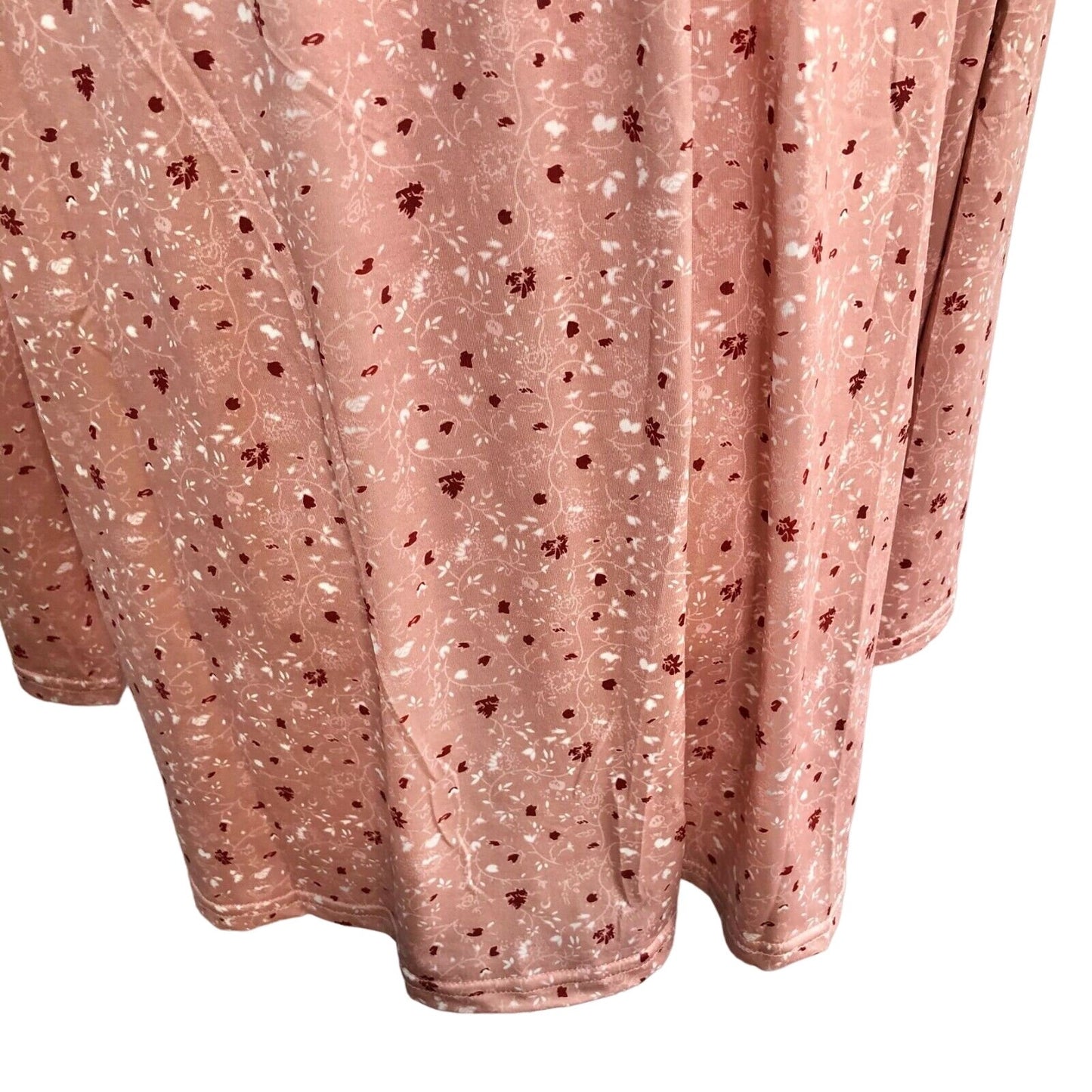 Women's 2XL Floral Rose Colored Smock Long Sleeve Tunic Blouse Red Flowers