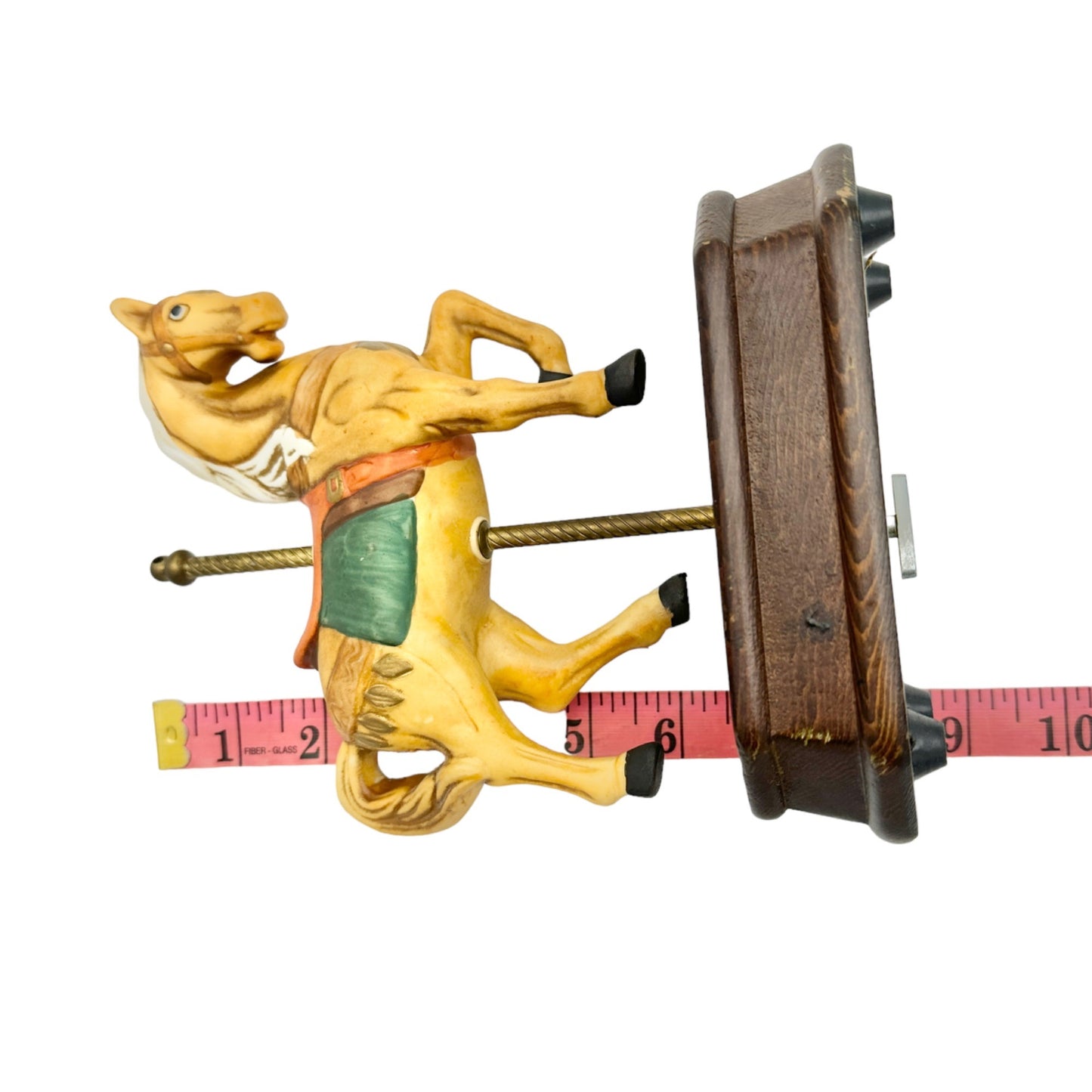 Vintage Music Box Carousel Horse 8.5 x 6 Wooden Stand