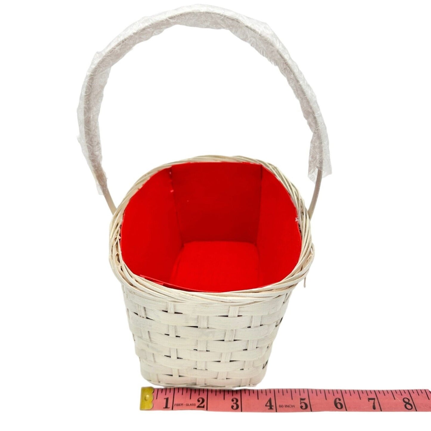 Basket with Removeable Bi-Fold Top White Red Lining Holly Berry Quilted Top EUC
