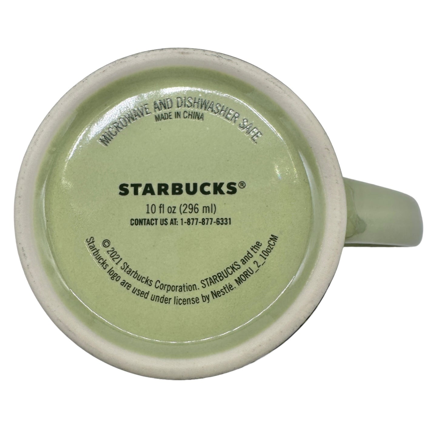 Starbucks Ceramic Mug Tropical Leaf Design Green Shades 10 fl oz