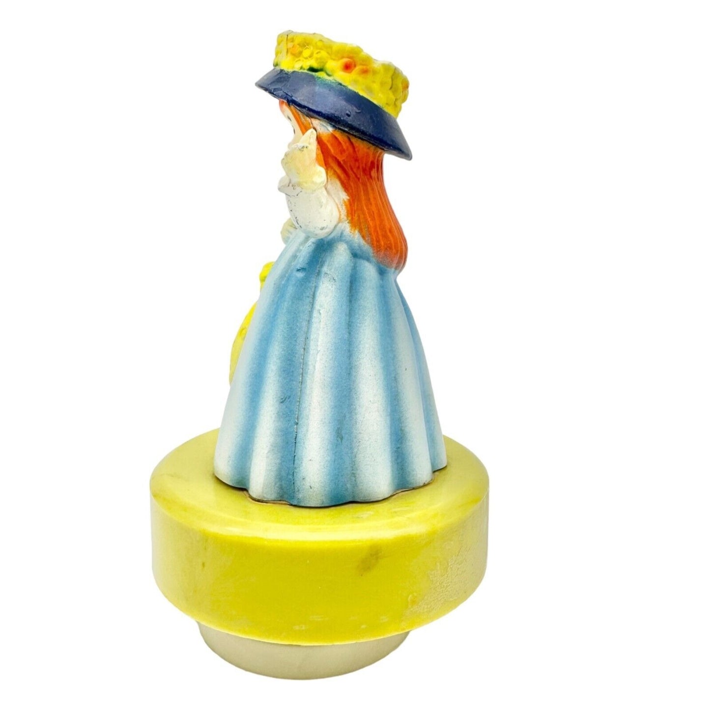 Music Box 7 inch Girl in Blue Dress with Yellow Umbrella