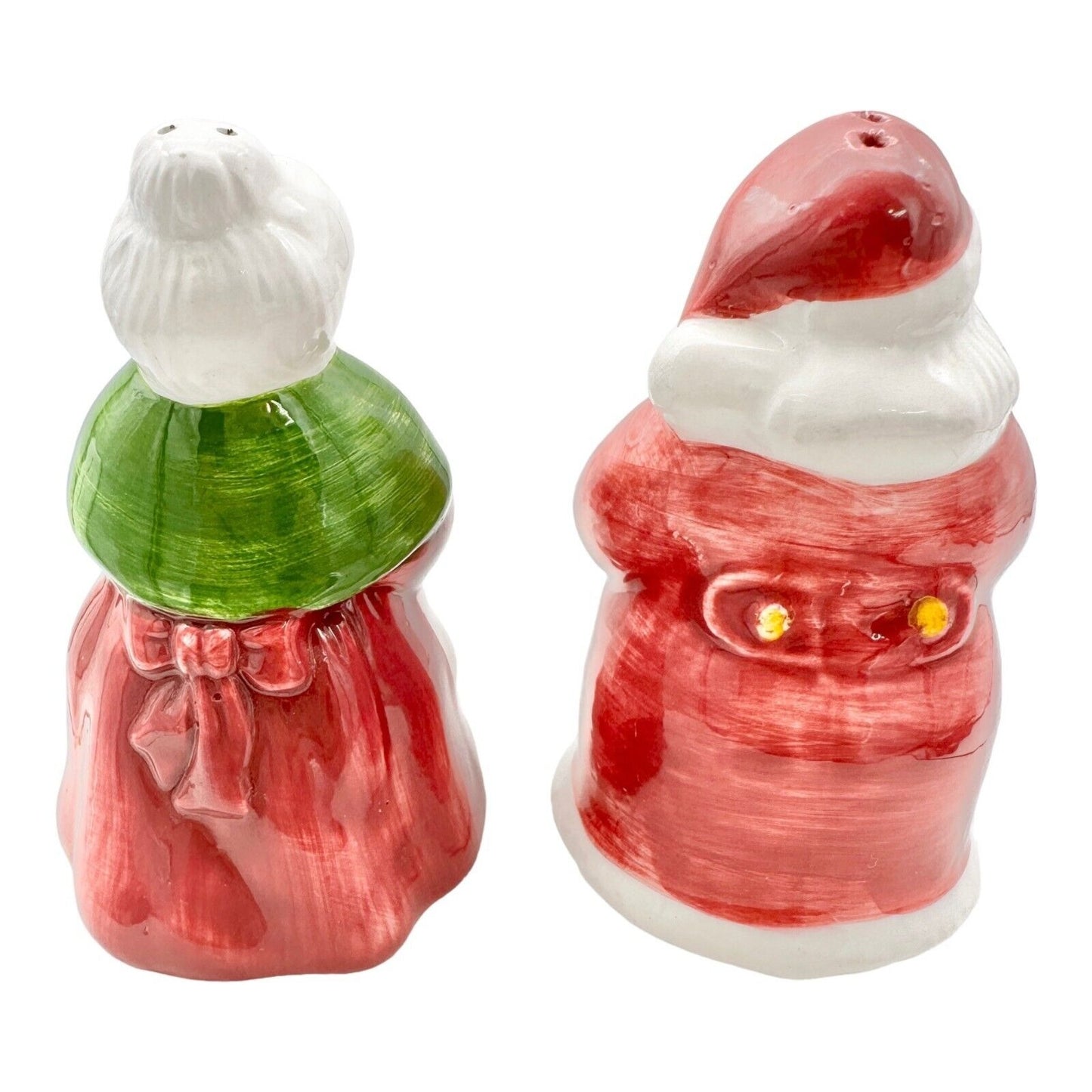 Christmas Salt & Pepper Shakers Santa and Mrs. Claus Red Green White Unused