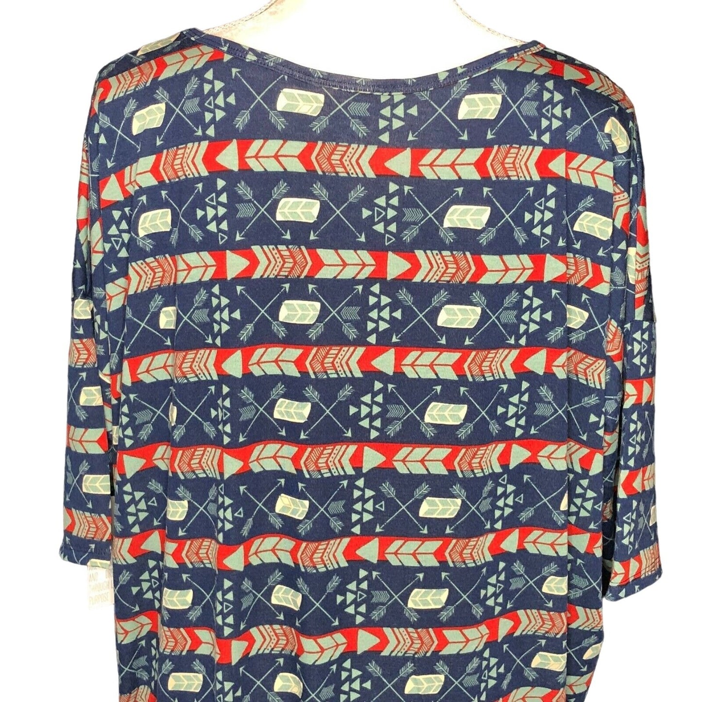 LuLaRoe RETIRED Irma Women's Size Large Blue Teal Red mid-length sleeves NWT