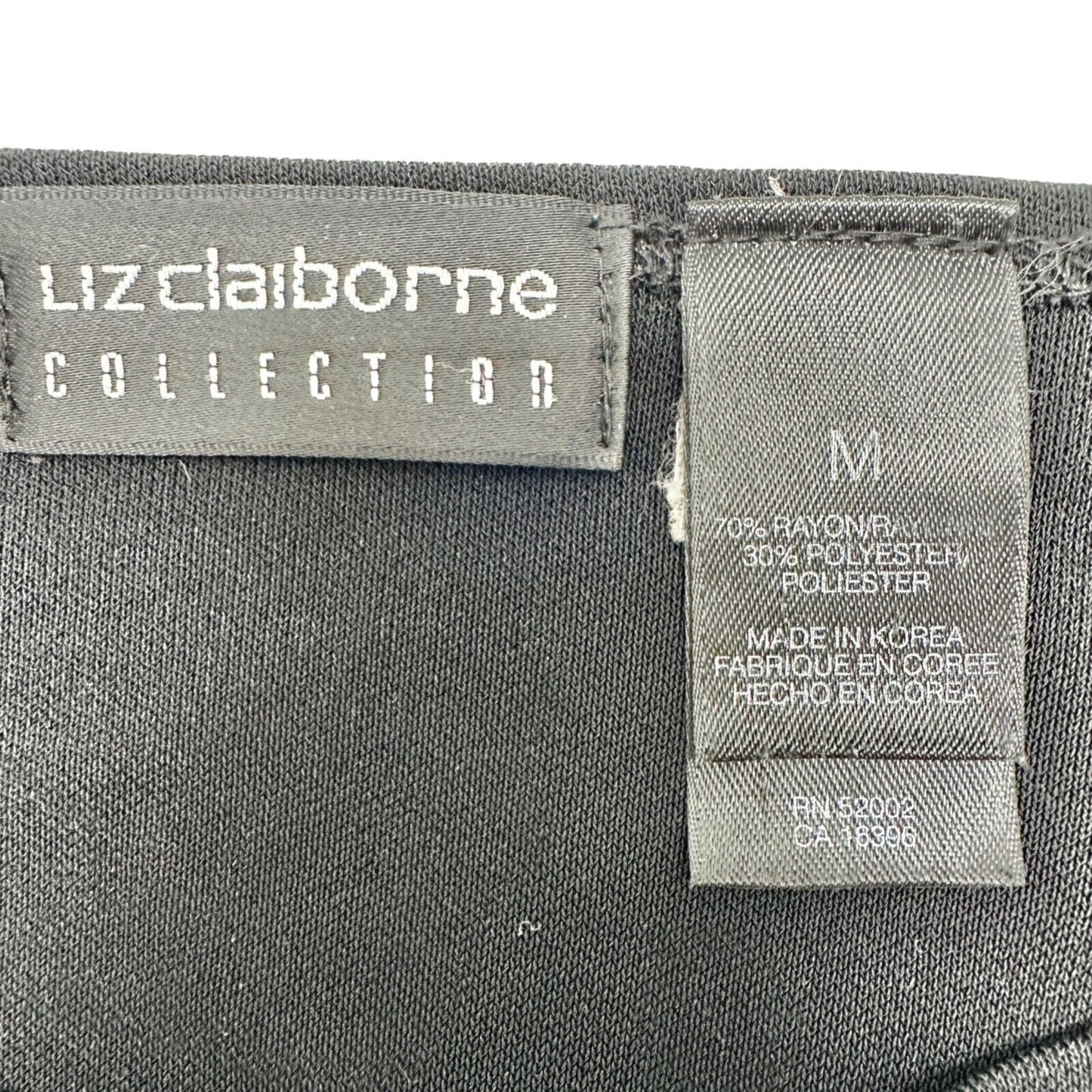 Liz Claiborne Collection Top Women's Medium Black with Black Floral Embroidery