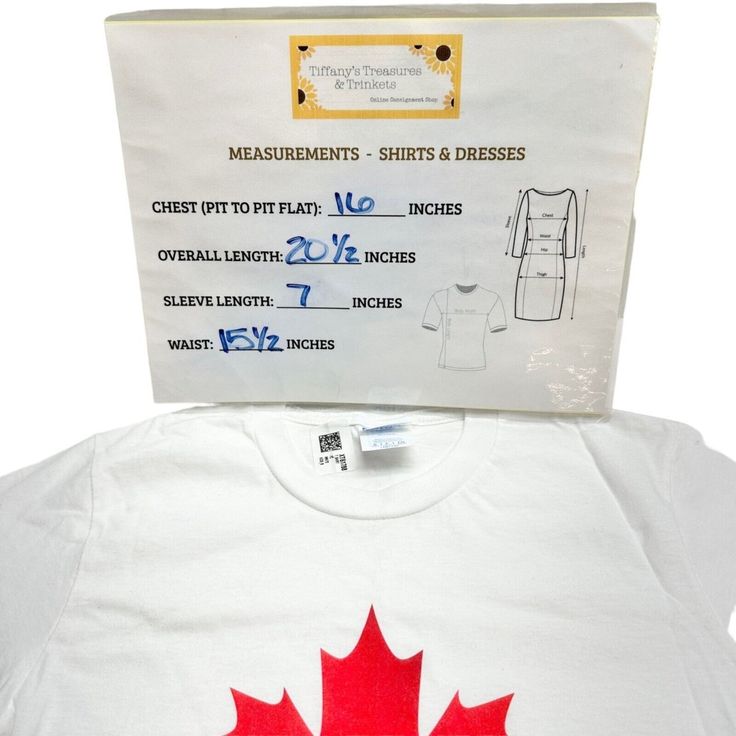 Port & Company Tshirt Child's Small White Canada Short Sleeve Crew Neck New