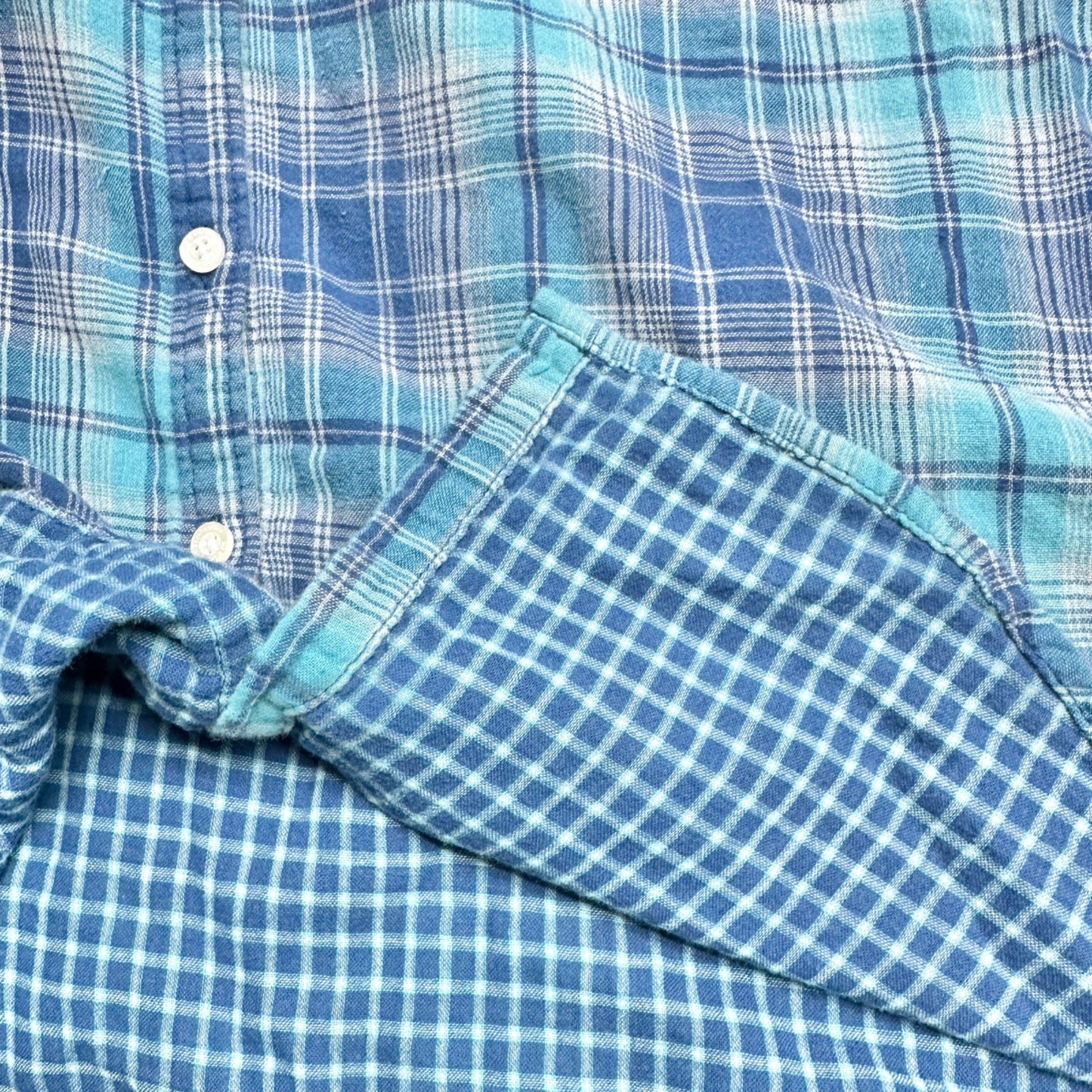 Aeropostale Shirt Womens Medium Blue Plaid Button Front Chest Pockets LS