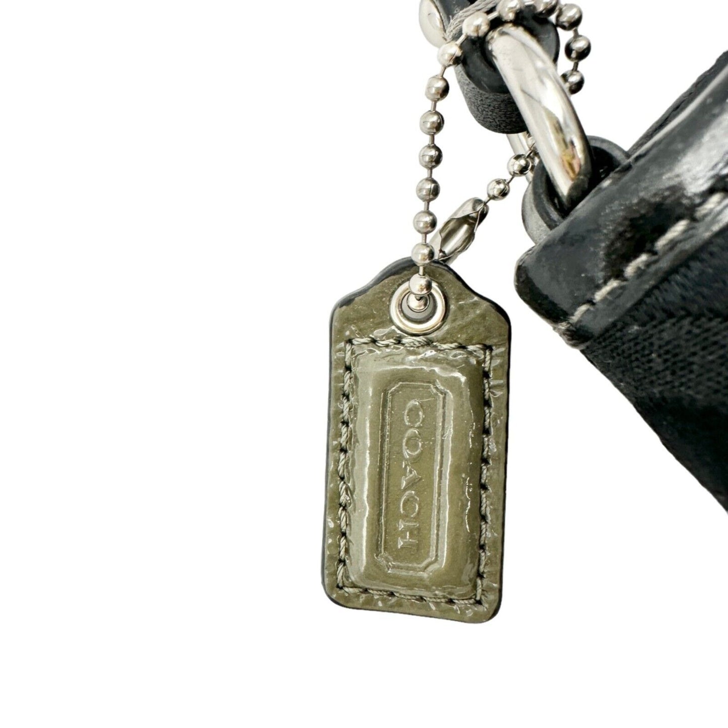 Coach Wristlet 9 x 5 Black Silver Hardware Purple Interior Zip Closure