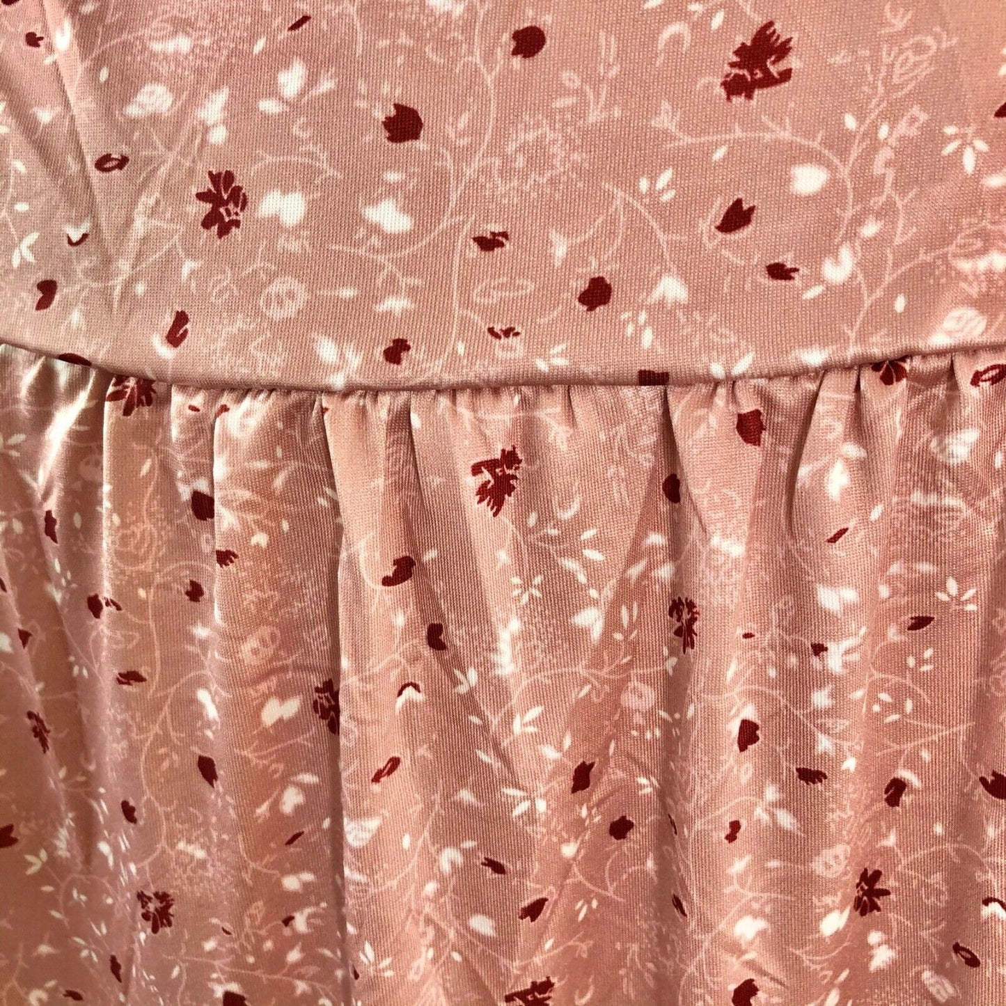 Women's 2XL Floral Rose Colored Smock Long Sleeve Tunic Blouse Red Flowers