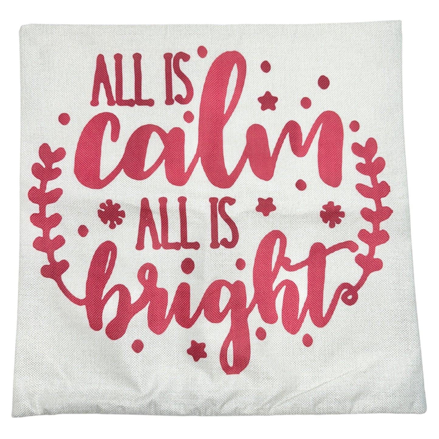 Christmas Pillow Covers 2 I'll Be Home & All Is Calm Printed 18x18 Cotton Linen