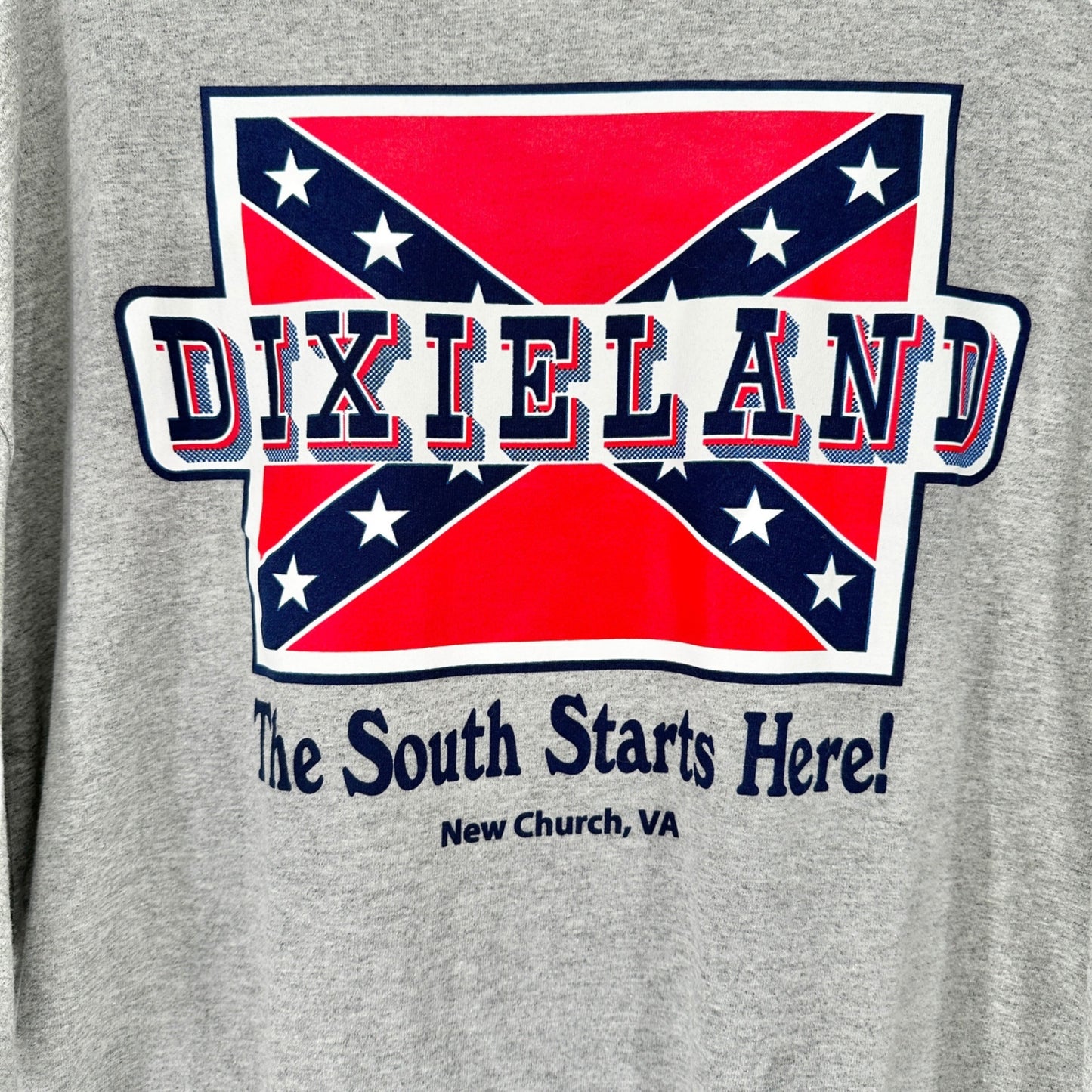 Gildan T-Shirt Unisex 2XL Gray Dixieland The South Starts Here New Church VA