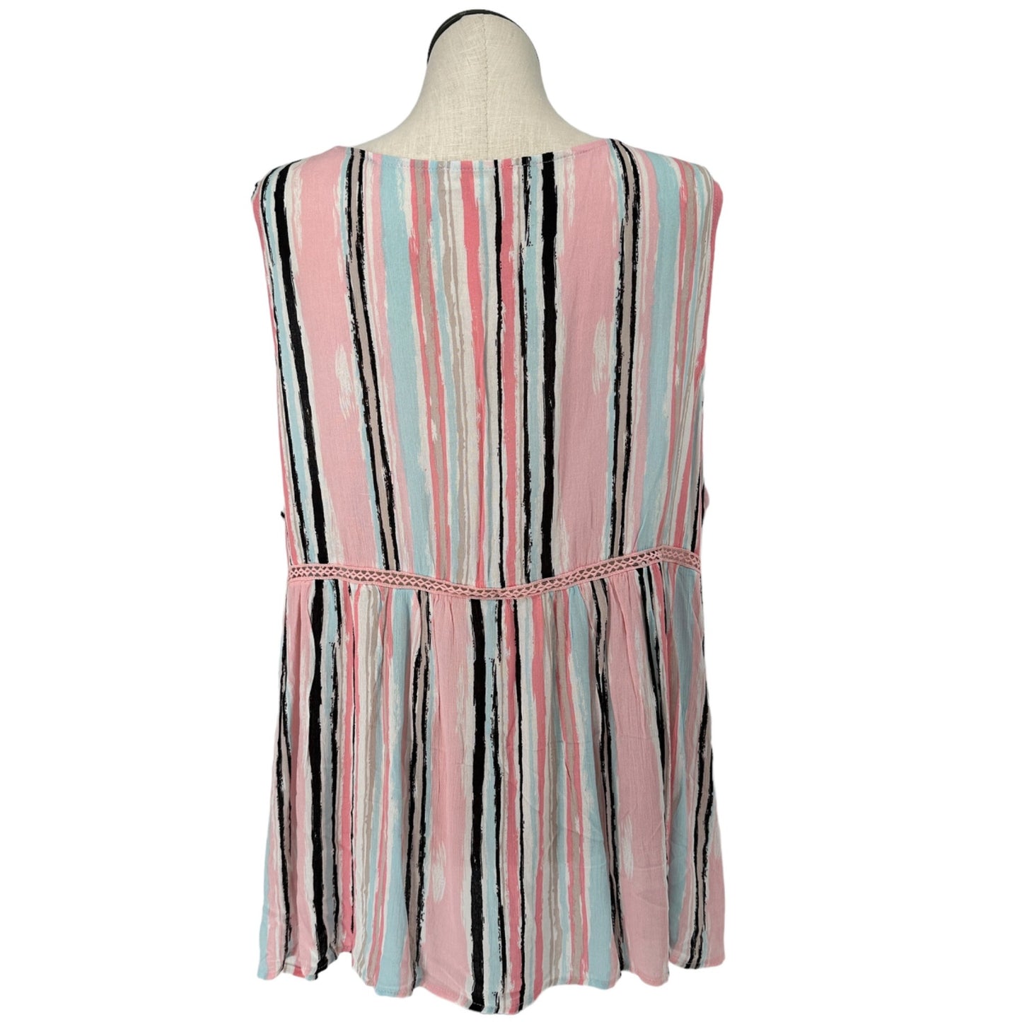 Weekend Suzanne Betro Tunic Top Womens 3X Sleeveless Striped Multicolor Boho