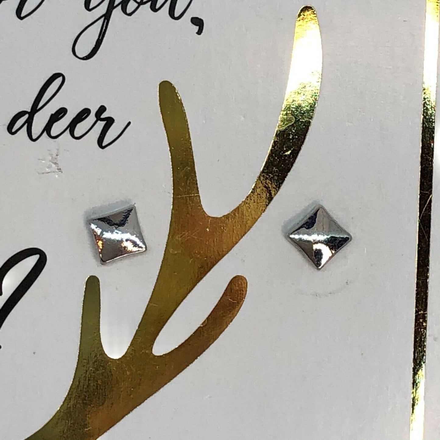 Two Sets Earrings Rhinestone X&O and Solid Squares Silvertone NEW