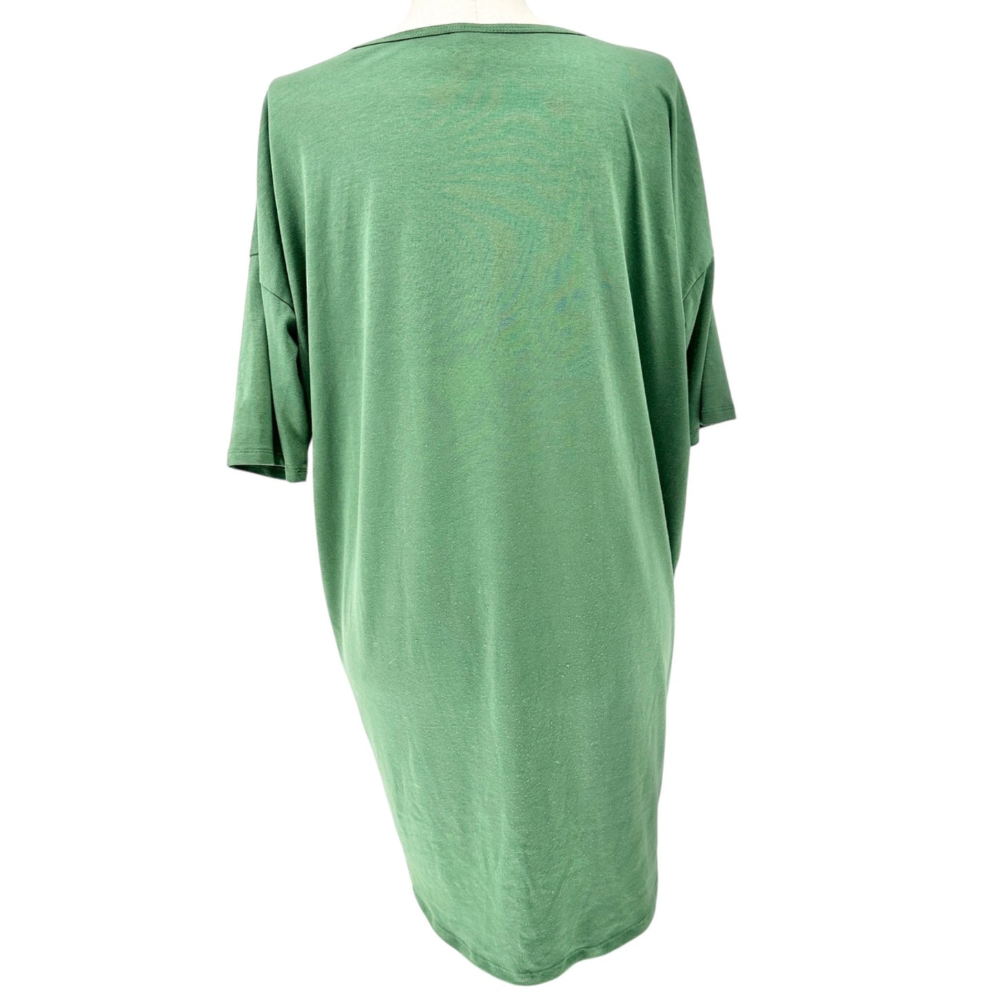 LuLaRoe Irma Top Womens L Green Relaxed Fit SS High-Low Hem Tunic Style Soft