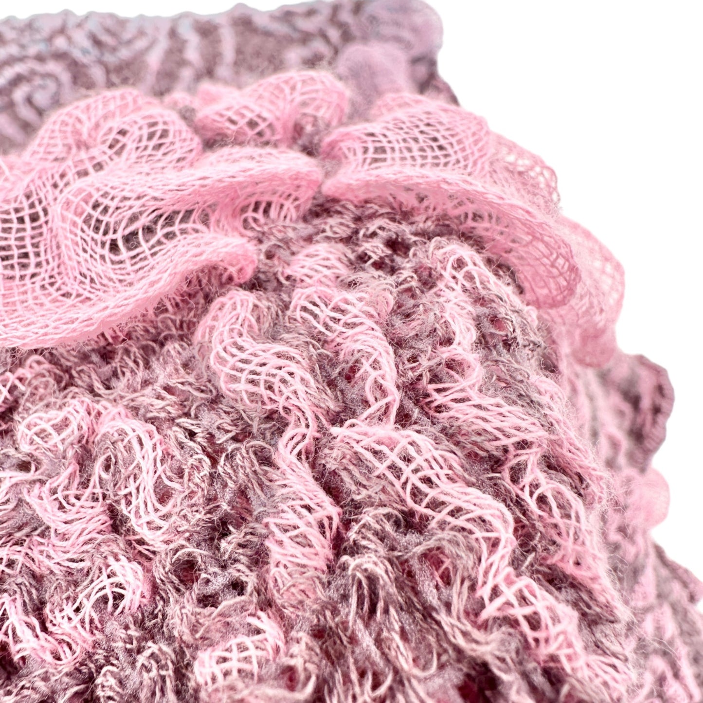 Scarf 82x13 Bamboo Fiber and Acrylic 3D Floral Effect Ombre Coloring Stretchy