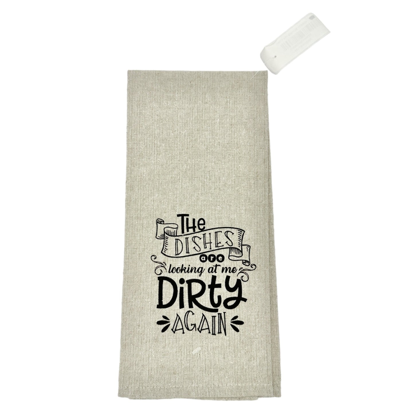 Set of 3 Dish Towels 25 x 15 White Tan Various Sayings Humorous NWT