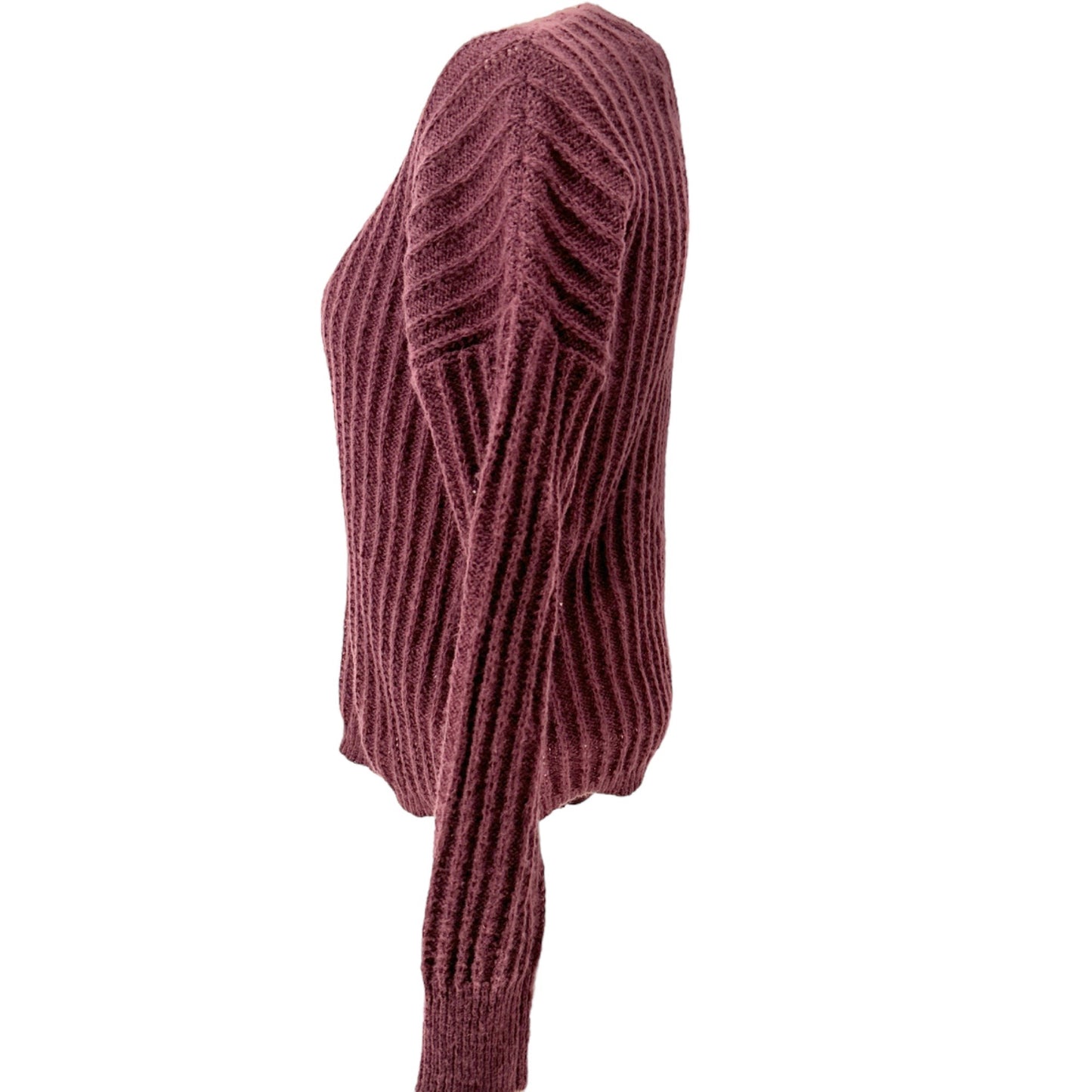 Belle du Jour Sweater Womens XS Cranberry Knit Long Sleeve Key Hole Back EUC