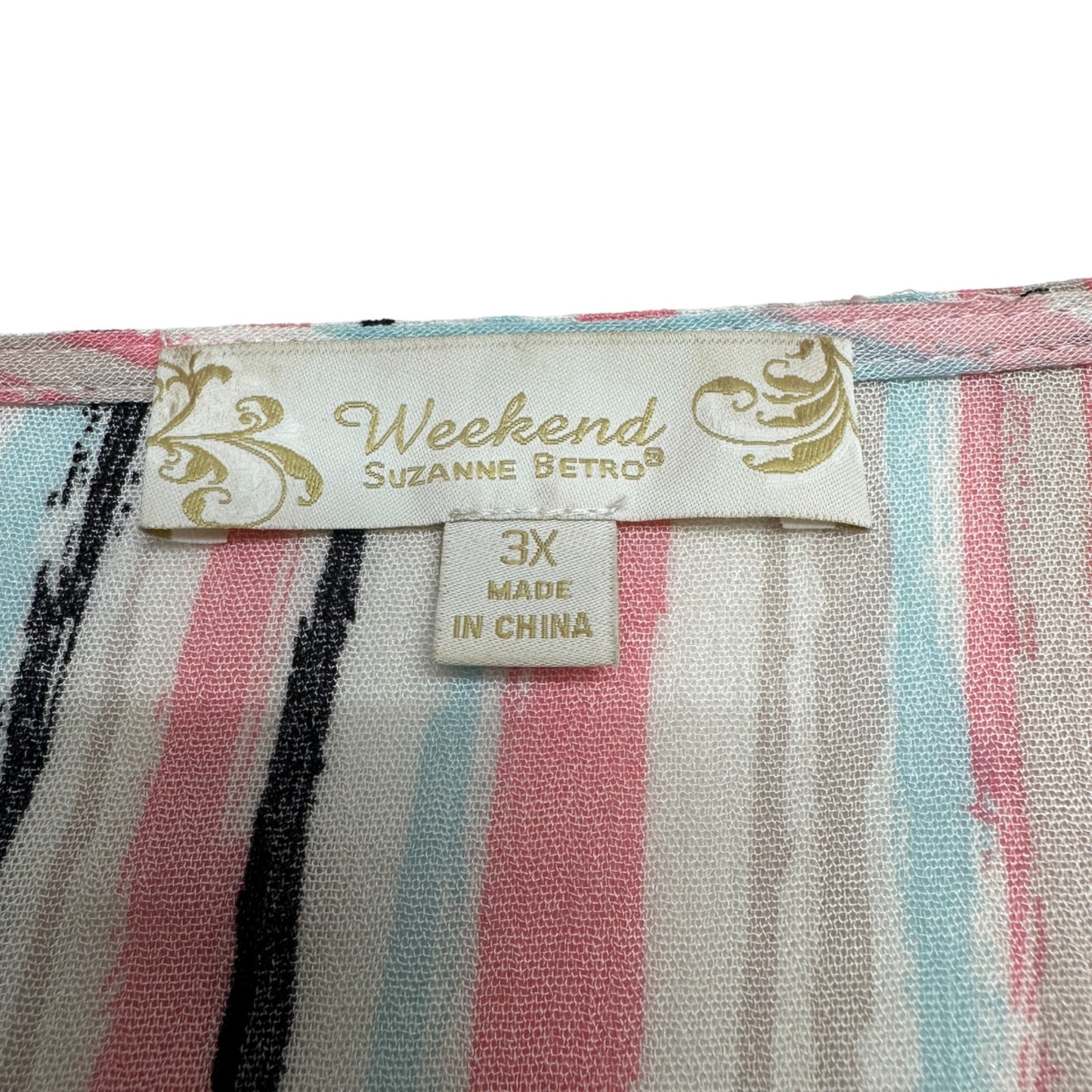 Weekend Suzanne Betro Tunic Top Womens 3X Sleeveless Striped Multicolor Boho
