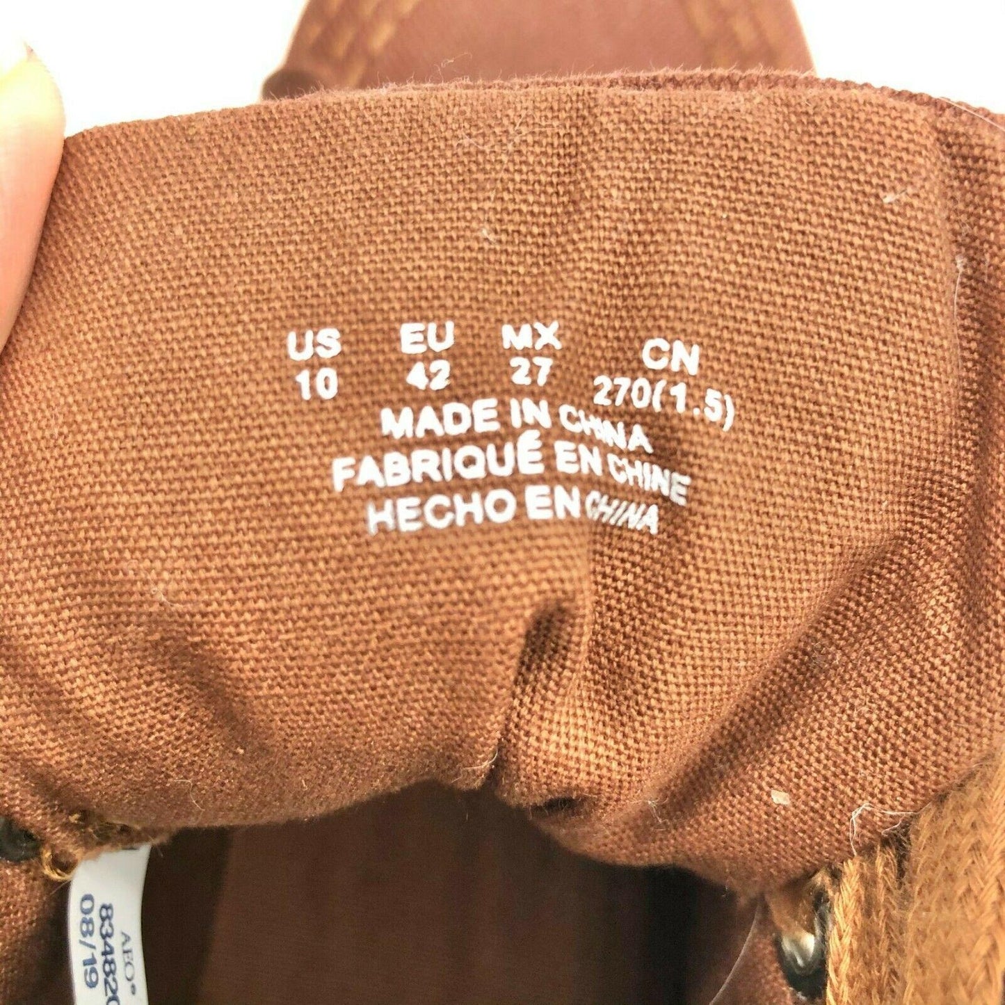 American Eagle Brown Plaid Hi Top Sneakers Womens 10 Zip Back Tie Front