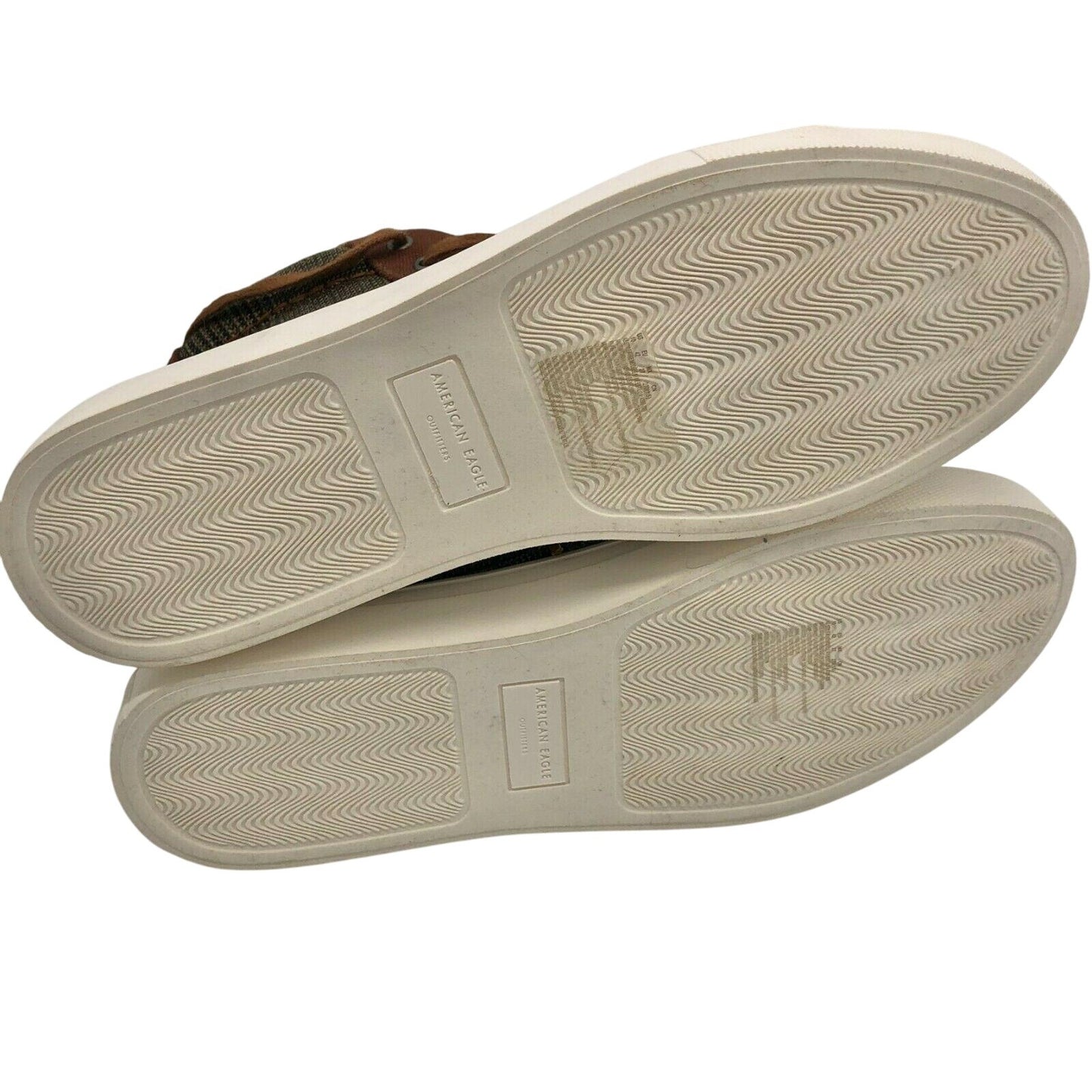 American Eagle Brown Plaid Hi Top Sneakers Womens 10 Zip Back Tie Front