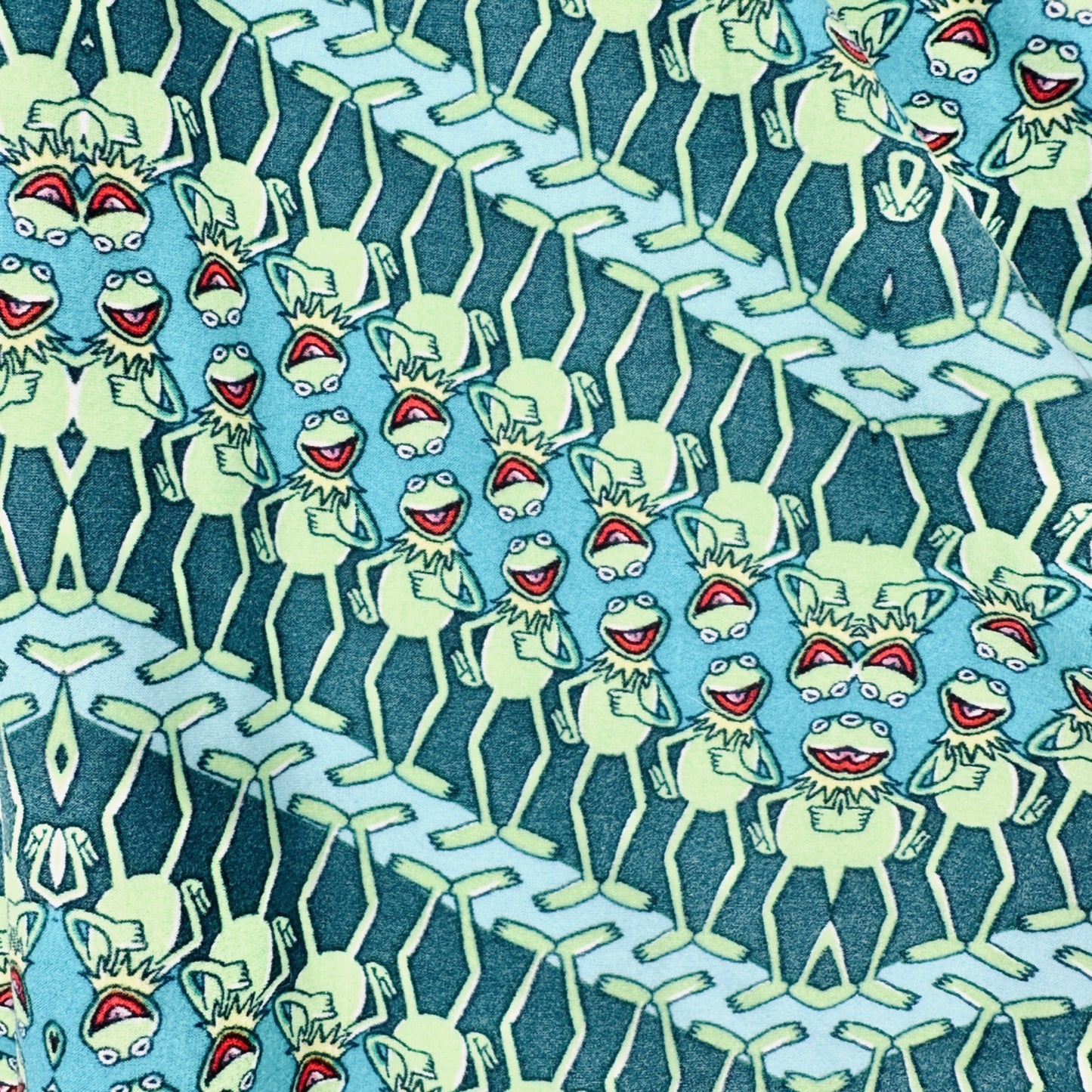 LuLaRoe Leggings Womens Tall & Curvy Green Flowered and Green Kermit