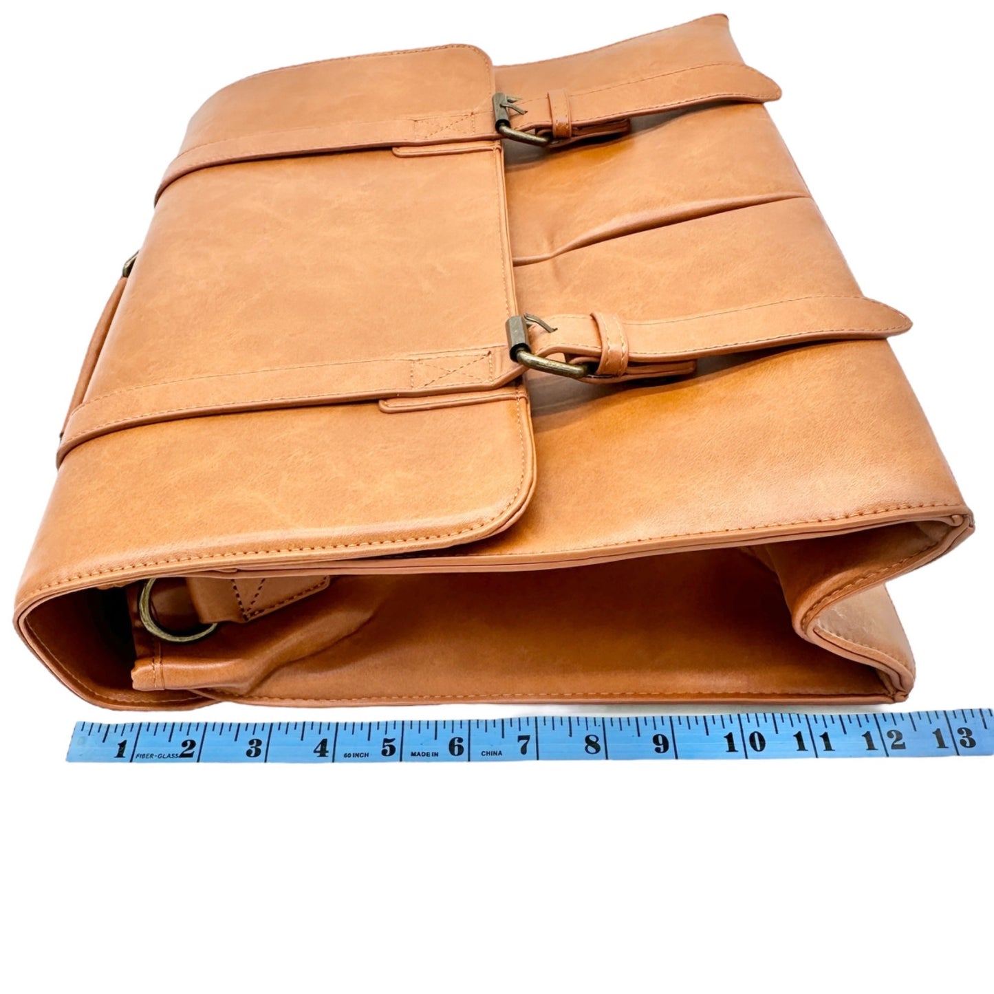 Leather Laptop Briefcase Adjustable Shoulder Strap Multiple Compartments Brown