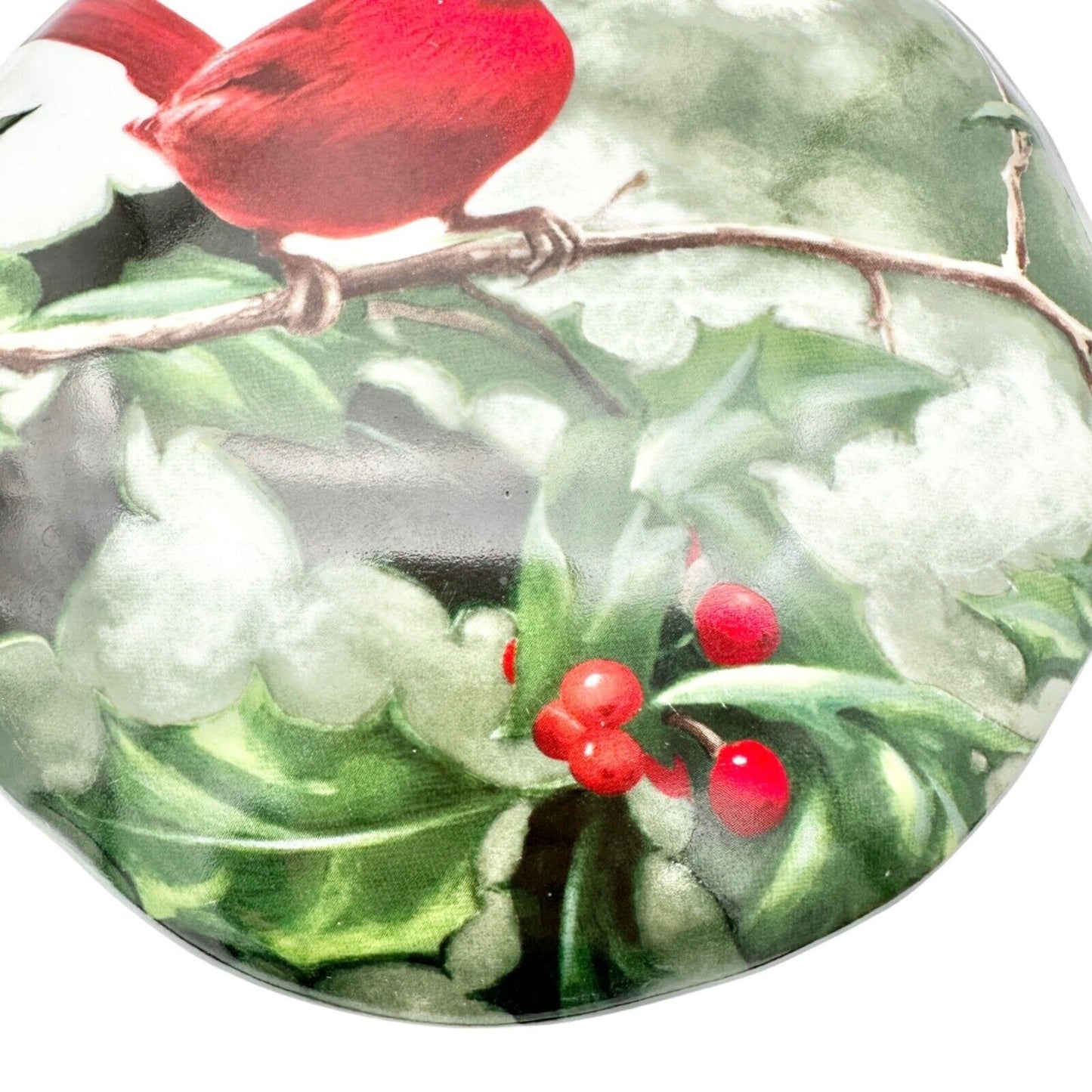 Hautman Bros Collection Christmas Cardinal in Holly China Dish with Lid