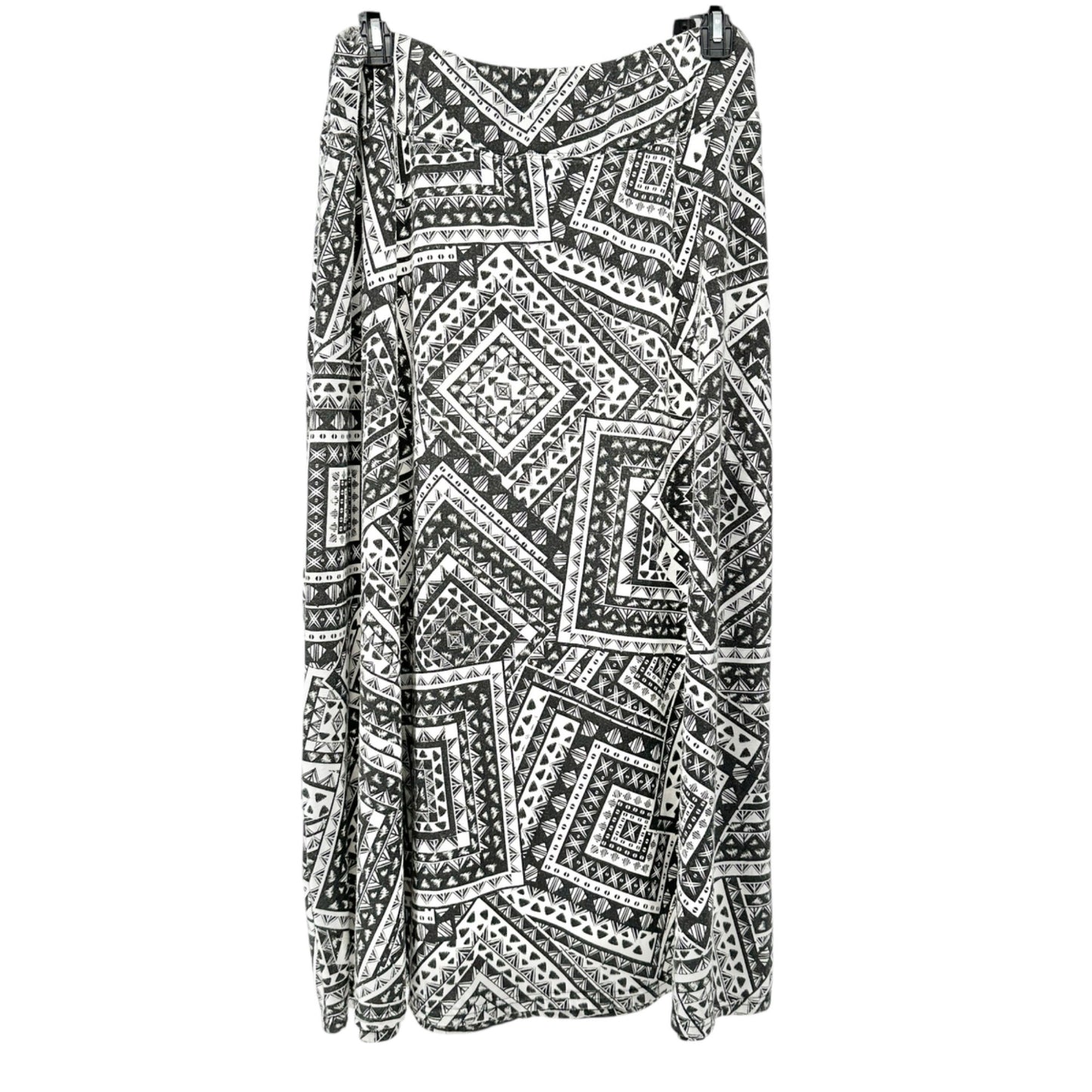 Jane Ashley Skirt Womens 1X Black White Geometric Print Poly Blend Elastic Waist