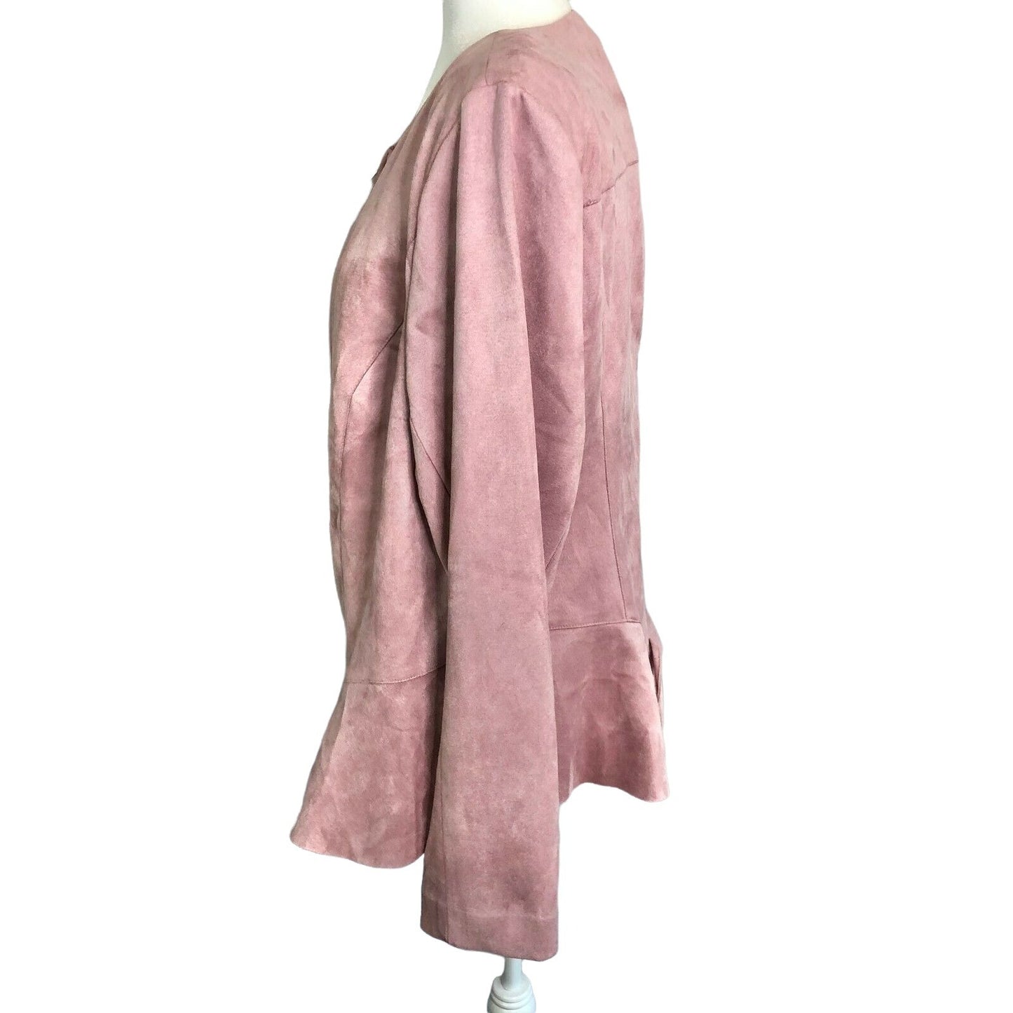 Lane Bryant Jacket Womens 20 Suede-look Zip Pink Surprise Back Tie NWT