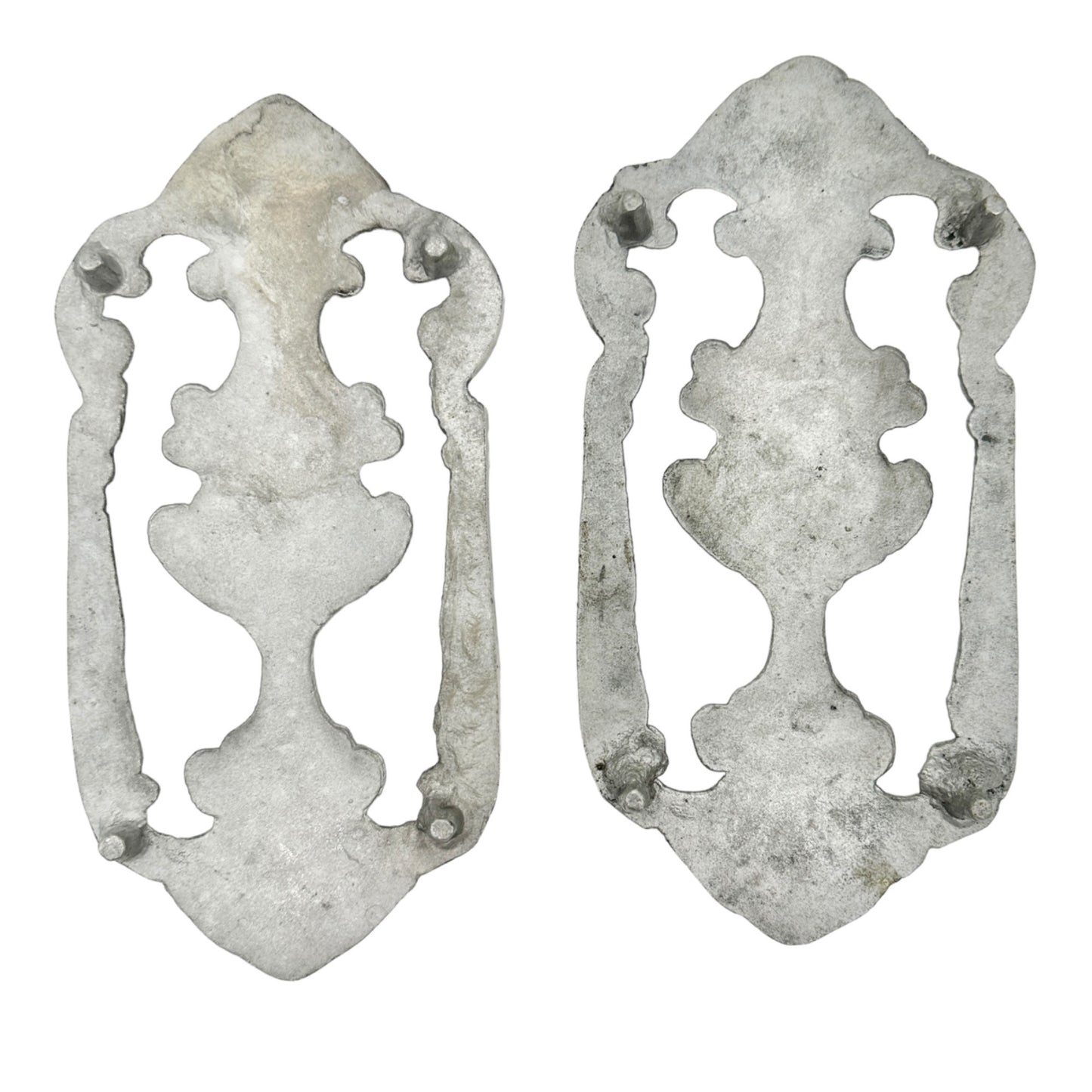 Set of 2 Ornate Trivets 10.5 x 5 Silver Scrollwork