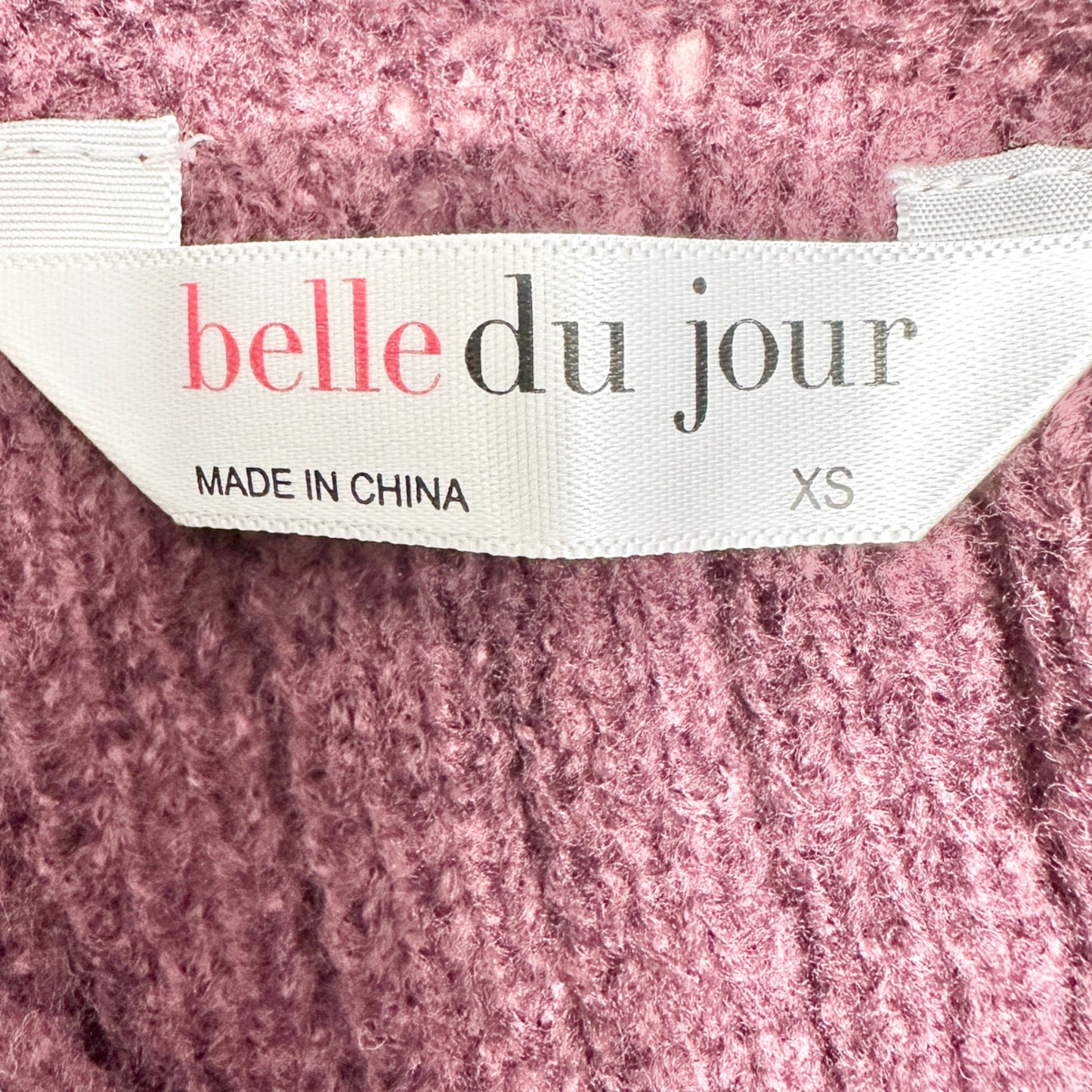 Belle du Jour Sweater Womens XS Cranberry Knit Long Sleeve Key Hole Back EUC