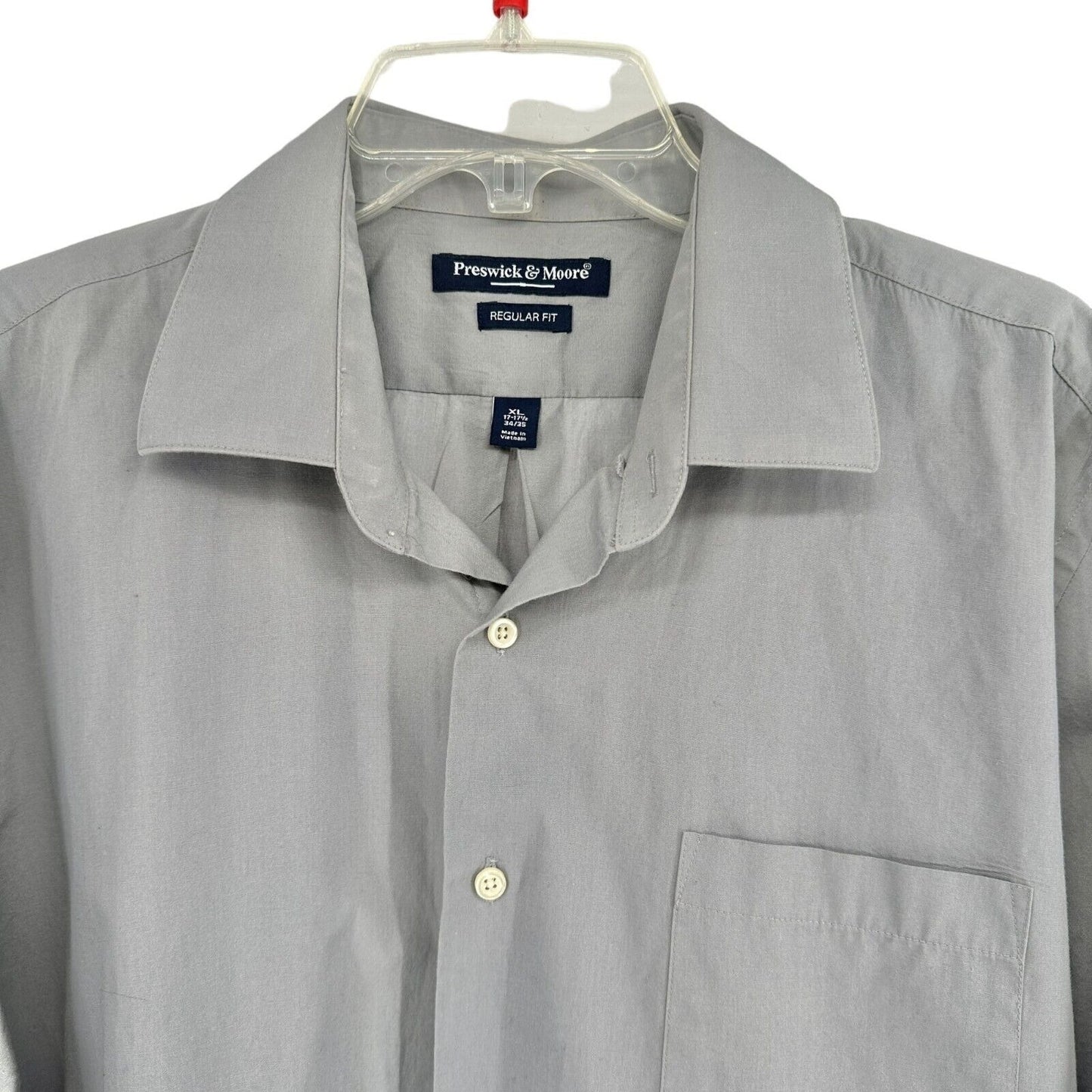 Preswick & Moore Regular Fit Shirt XL 17-17 1/2 34/35 Gray LS Button Down