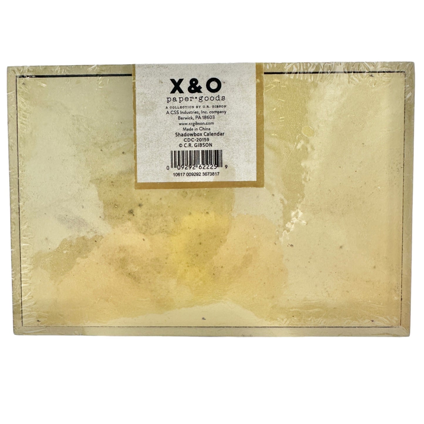 X&O Paper Goods Shadowbox Calendar 6x4.25x1 Gold Frame Manually Change Date NIP
