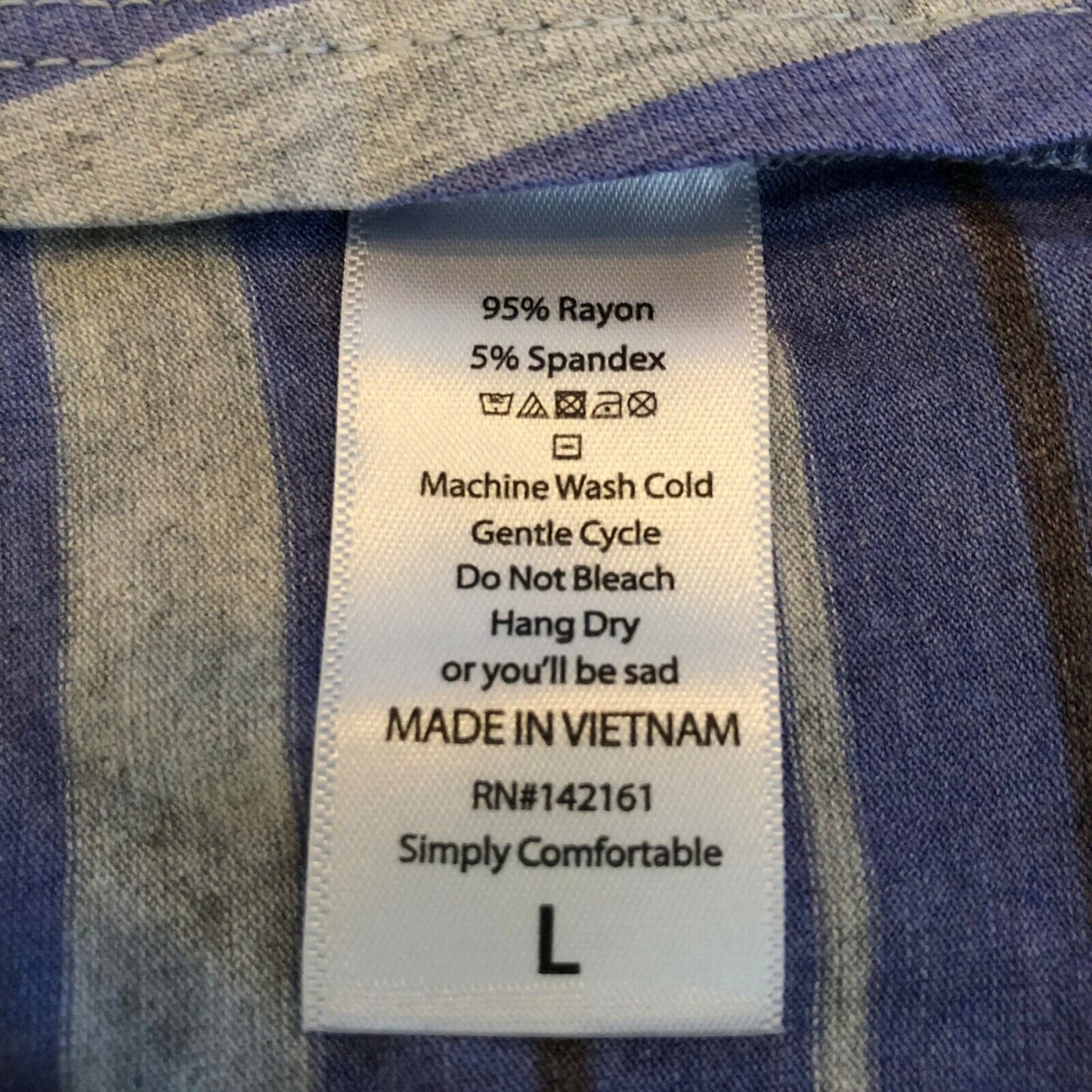 LuLaRoe RETIRED Irma Women's Large Gray & Blue Stripes mid-length sleeves NWT