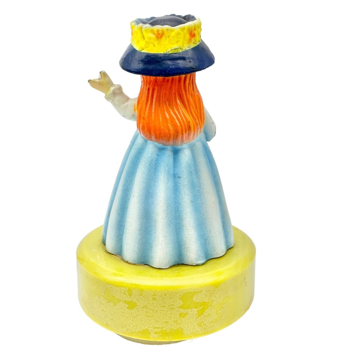 Music Box 7 inch Girl in Blue Dress with Yellow Umbrella