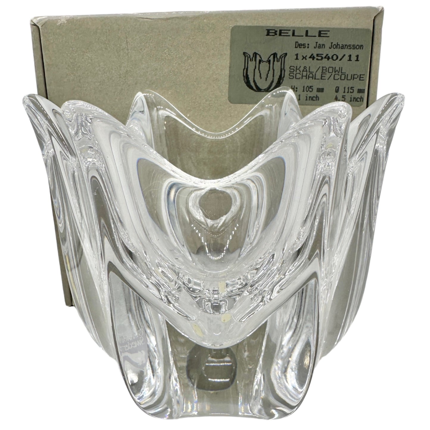 Orrefors Sweden Belle Tulip Bowl 4540/11 Lead Crystal 4x4.5in Original Box