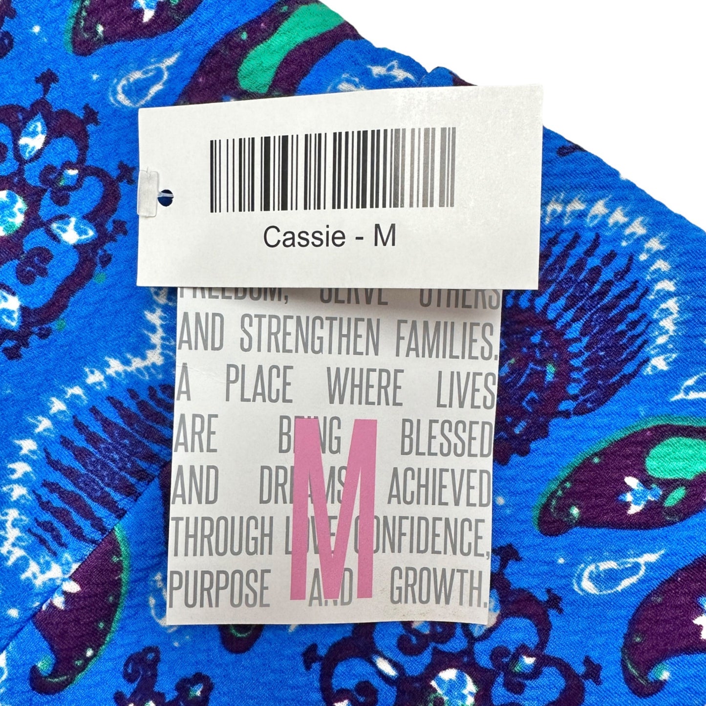LuLaRoe Cassie Skirt Womens M Bright Blue w Red Green White Graphic Print NWT
