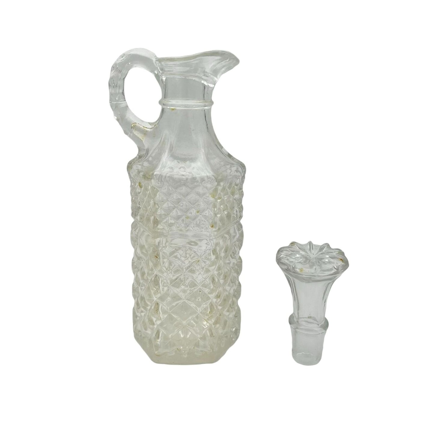 Vinegar Dispenser 7.5 x 2.5 Clear Glass Faceted Vintage