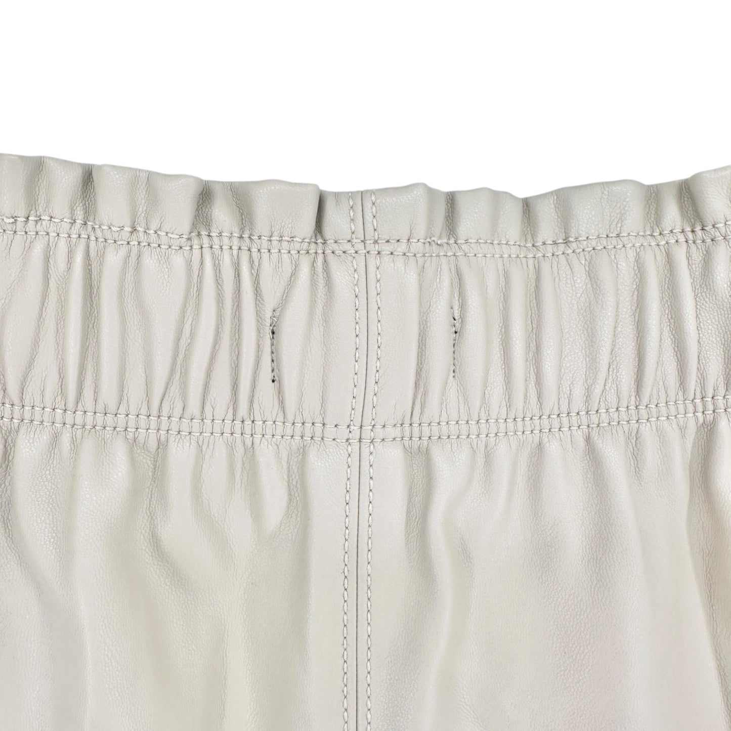 Ann Taylor Skirt Womens M Faux Leather Beige Mid-Length With Elastic Waist