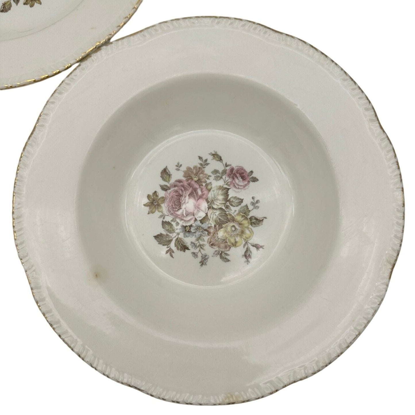 Homer Laughlin Stratford Set of 3 Soup Bowls Hand Decorated 22kt Gold Rim USA
