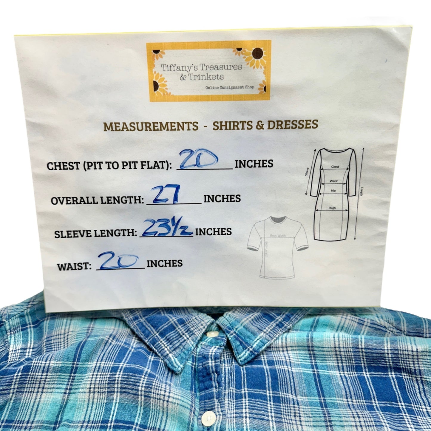 Aeropostale Shirt Womens Medium Blue Plaid Button Front Chest Pockets LS