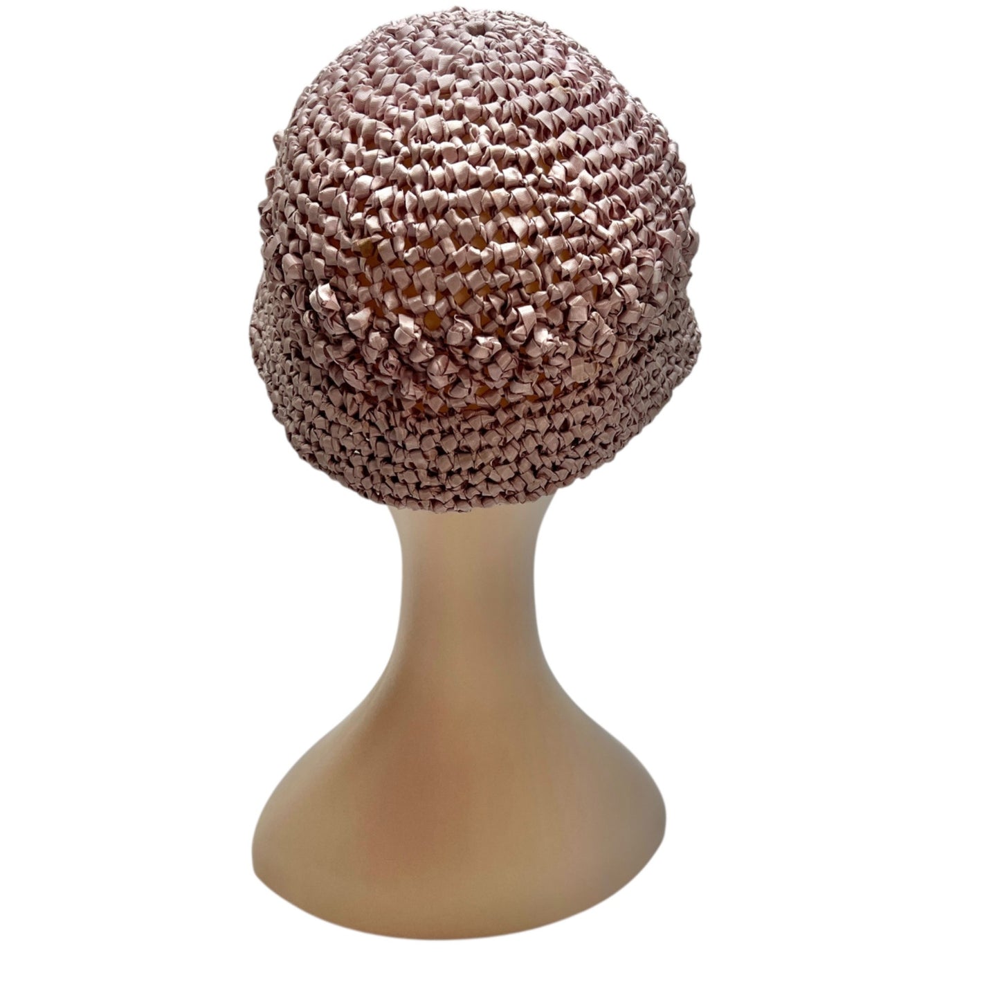 Handcrafted Crocheted Fashion Hat Mauve Ribbon