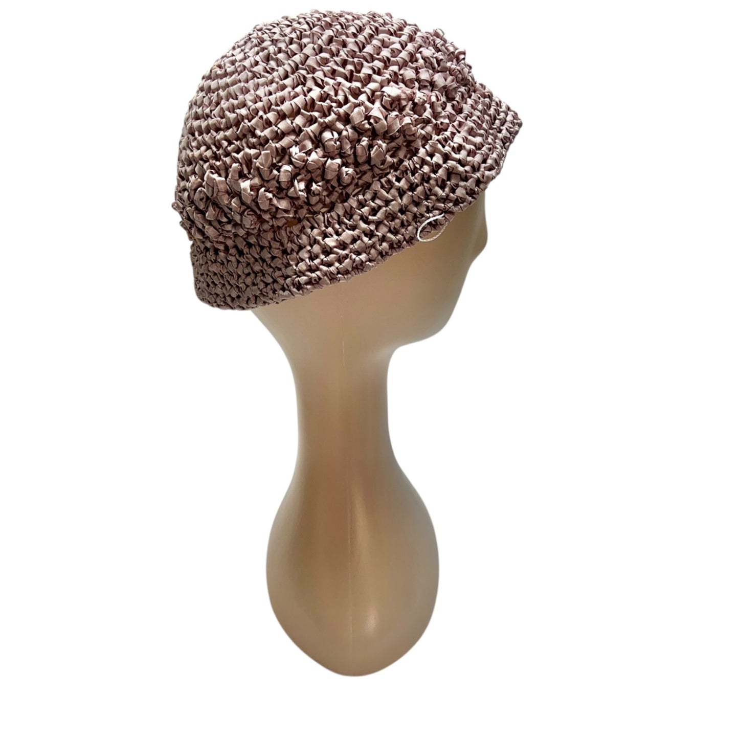 Handcrafted Crocheted Fashion Hat Mauve Ribbon