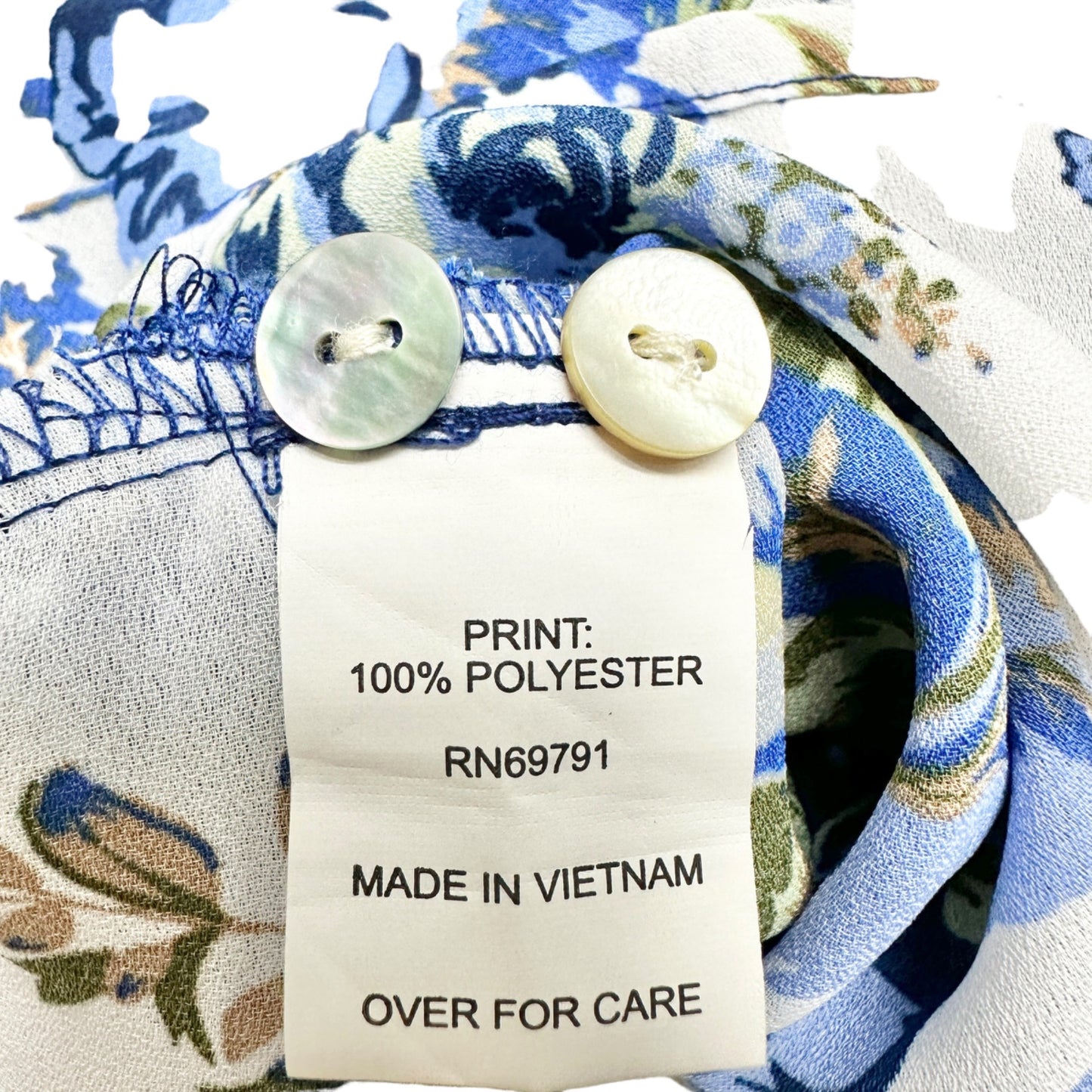 Hope Springs Tunic Top Womens 2XL Blue White Floral 3/4 Sleeve Side Slits EUC