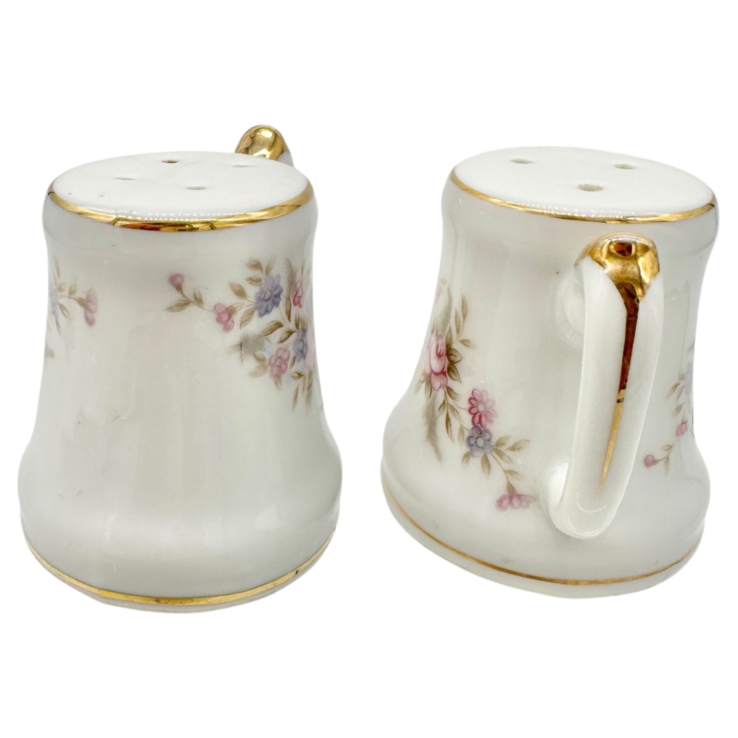 Vtg Lefton China Floral Salt and Pepper Shakers Hand-Painted Gold Trim Japan
