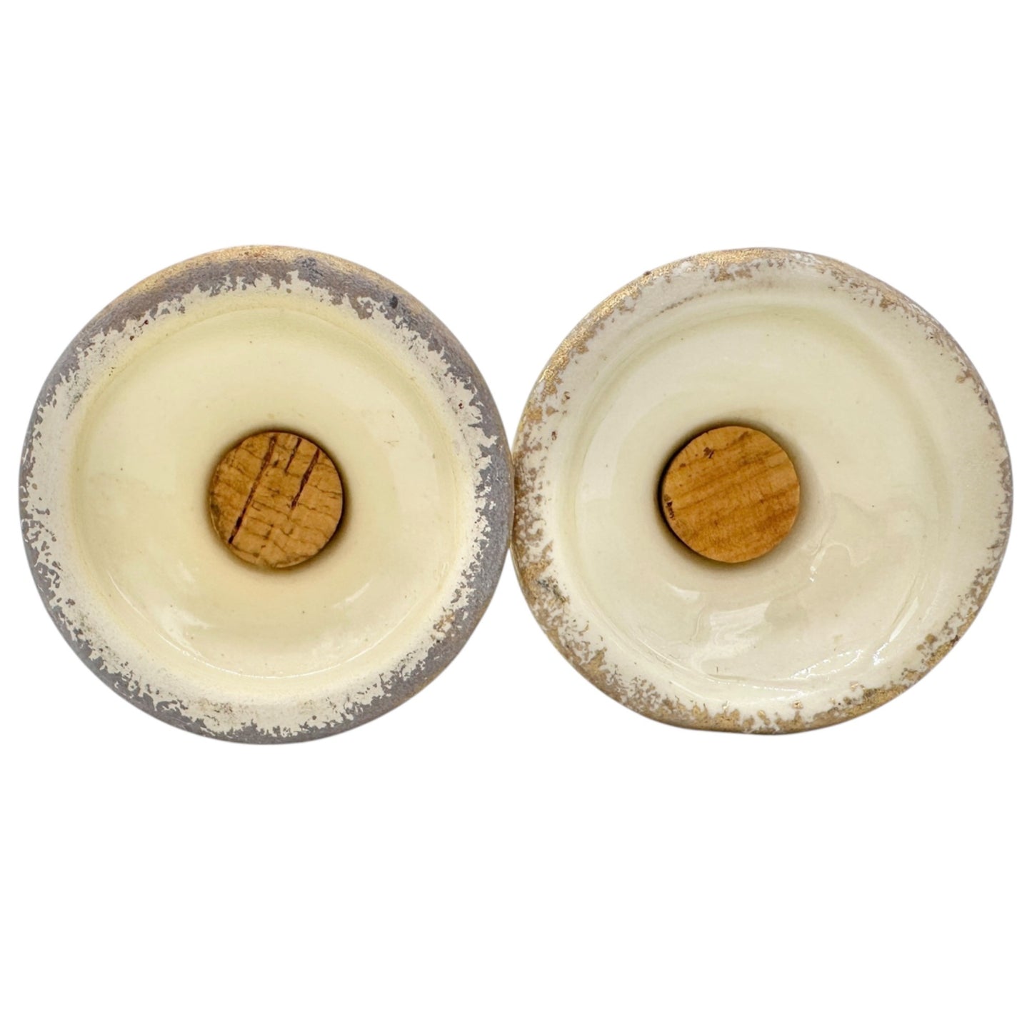 Vintage Ceramic Salt and Pepper Shakers White Gold Accents God Bless Salt Earth