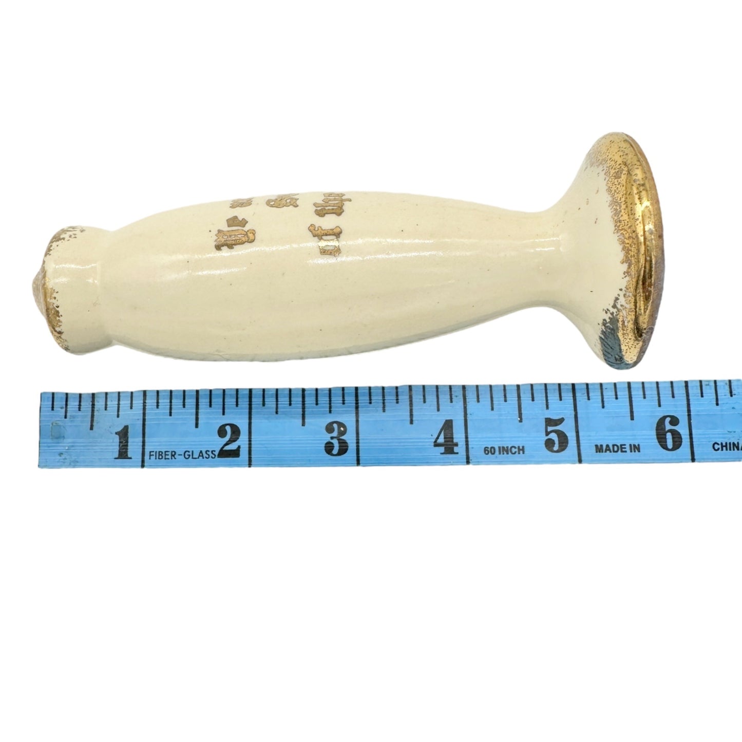 Vintage Ceramic Salt and Pepper Shakers White Gold Accents God Bless Salt Earth