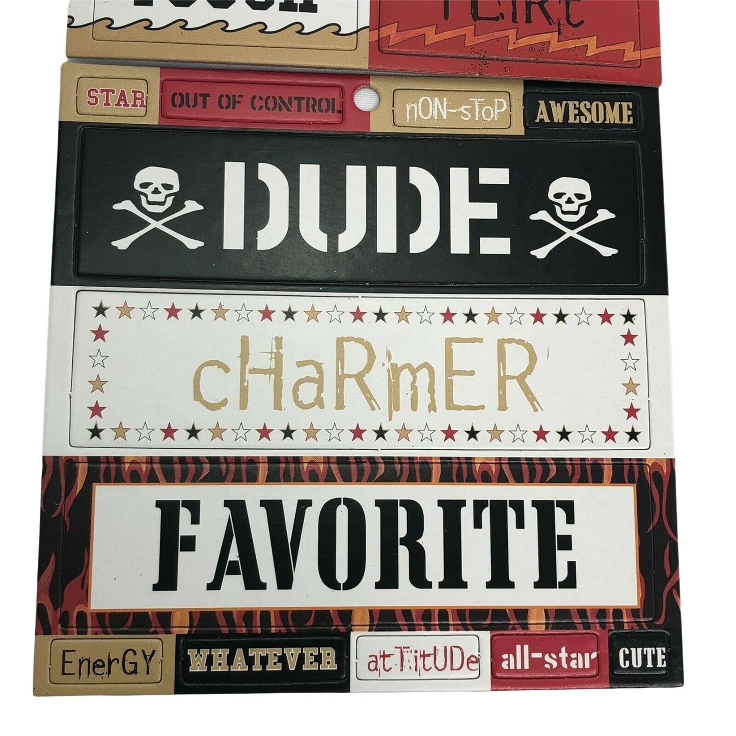 Chipboard Titlez Extreme Boy 1 pkg DUDE Charmer Favorite Scrapbook Mirrors