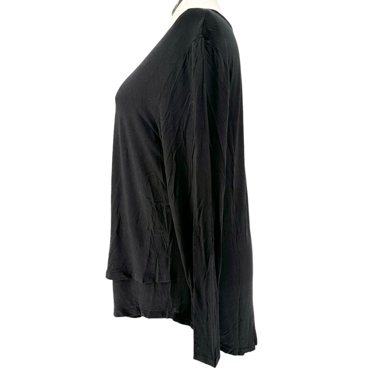 Latched Mama Nursing Tee Womens Size 1X Black Long Sleeve Layered V-Neck Top